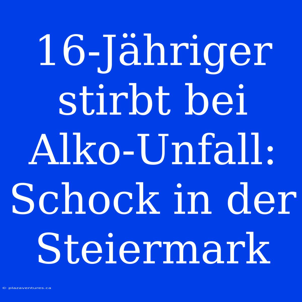 16-Jähriger Stirbt Bei Alko-Unfall: Schock In Der Steiermark