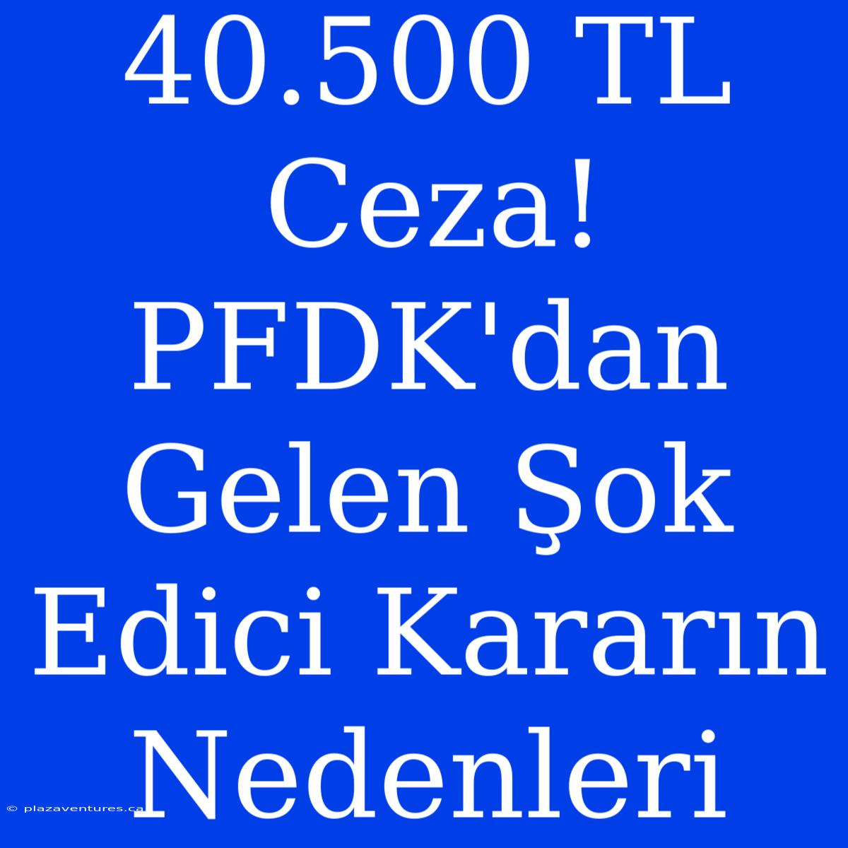 40.500 TL Ceza! PFDK'dan Gelen Şok Edici Kararın Nedenleri