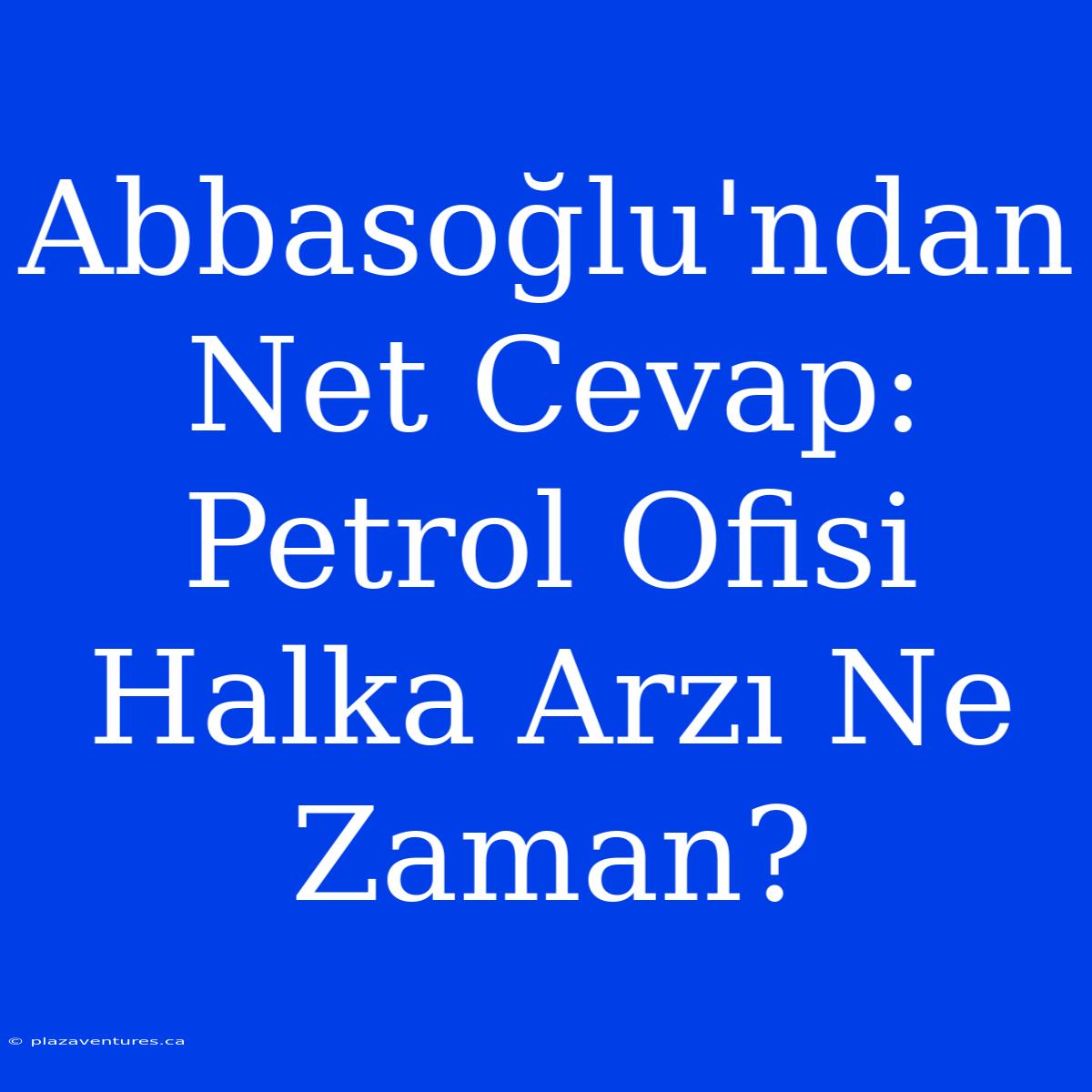 Abbasoğlu'ndan Net Cevap: Petrol Ofisi Halka Arzı Ne Zaman?