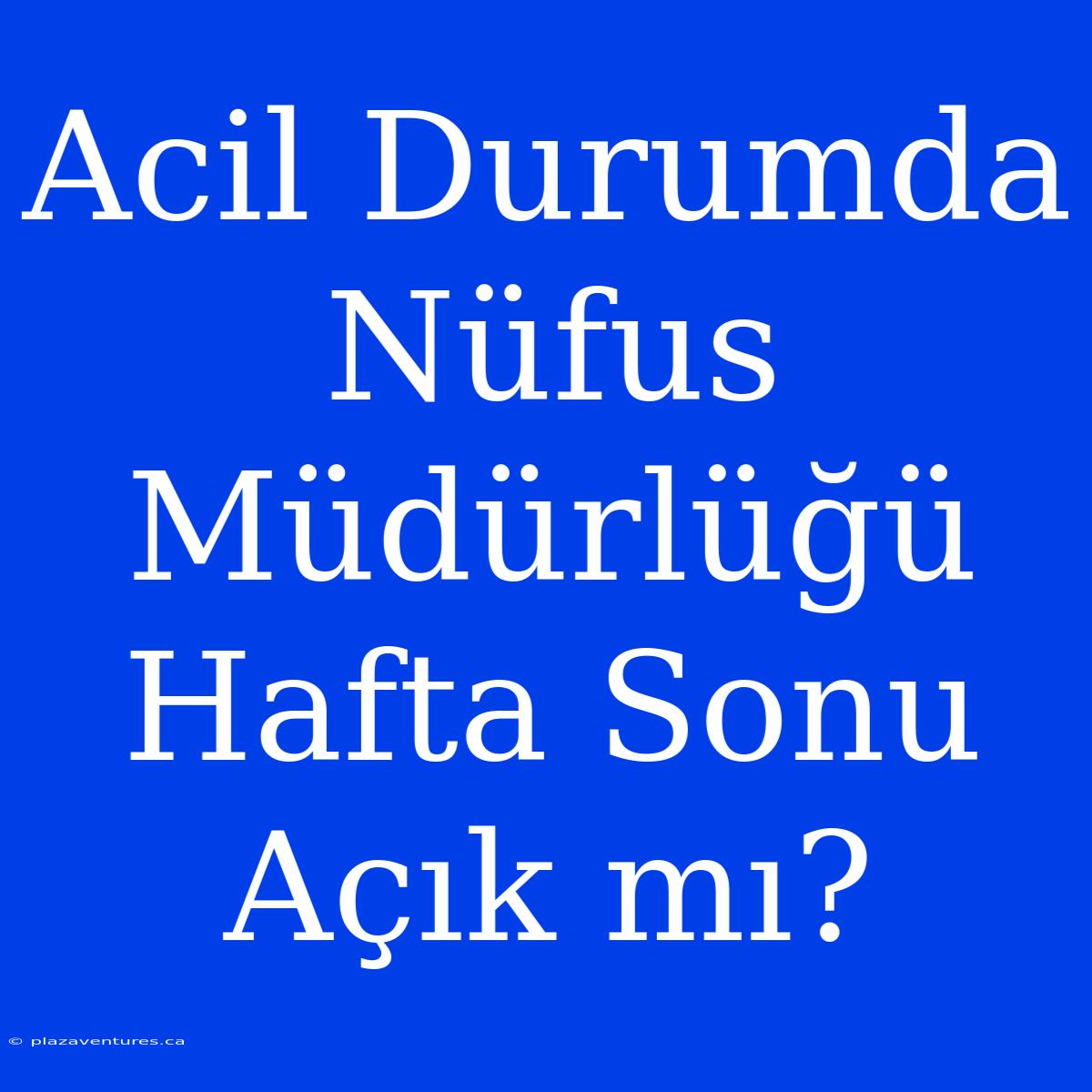 Acil Durumda Nüfus Müdürlüğü Hafta Sonu Açık Mı?