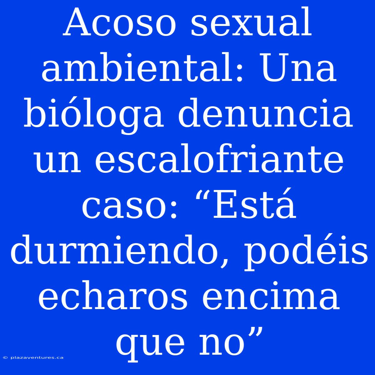 Acoso Sexual Ambiental: Una Bióloga Denuncia Un Escalofriante Caso: “Está Durmiendo, Podéis Echaros Encima Que No”