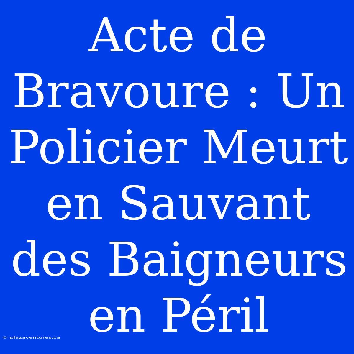 Acte De Bravoure : Un Policier Meurt En Sauvant Des Baigneurs En Péril