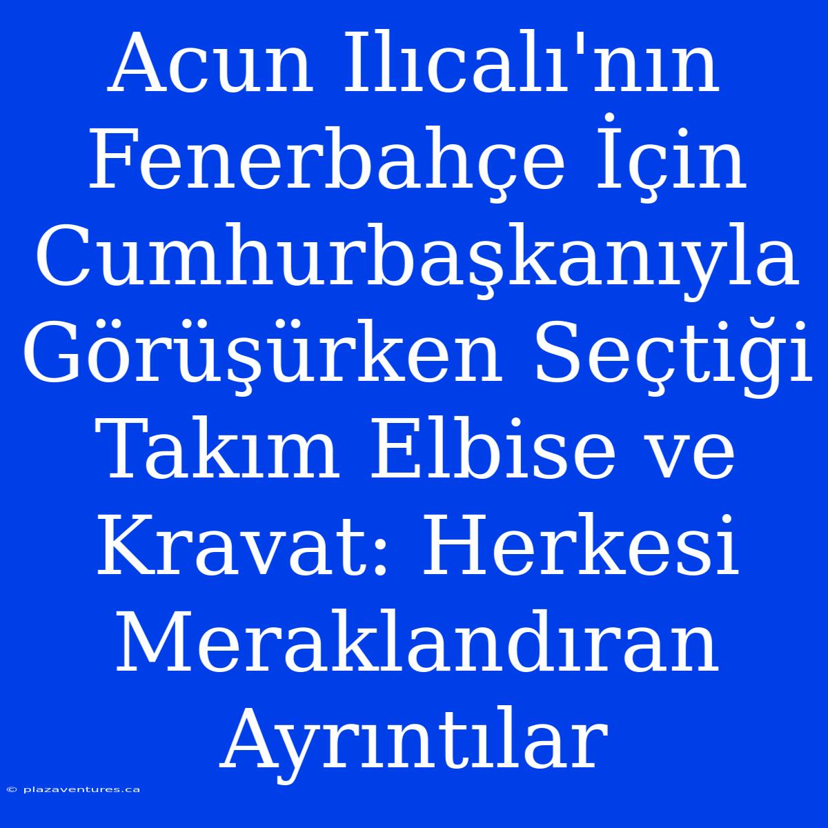 Acun Ilıcalı'nın Fenerbahçe İçin Cumhurbaşkanıyla Görüşürken Seçtiği Takım Elbise Ve Kravat: Herkesi Meraklandıran Ayrıntılar