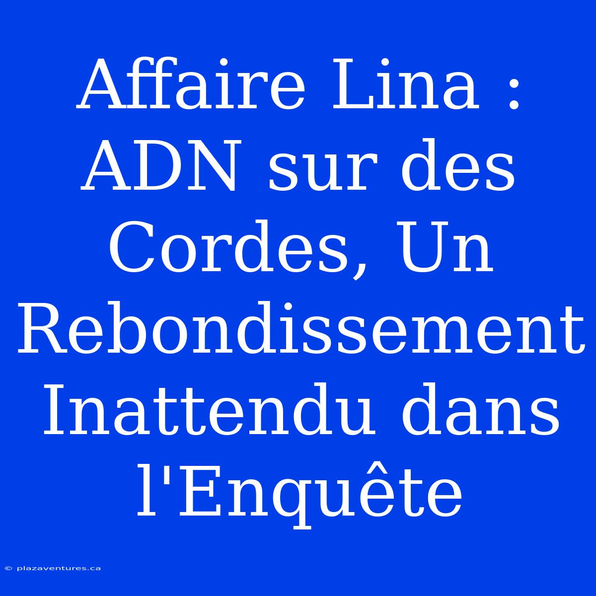 Affaire Lina : ADN Sur Des Cordes, Un Rebondissement Inattendu Dans L'Enquête