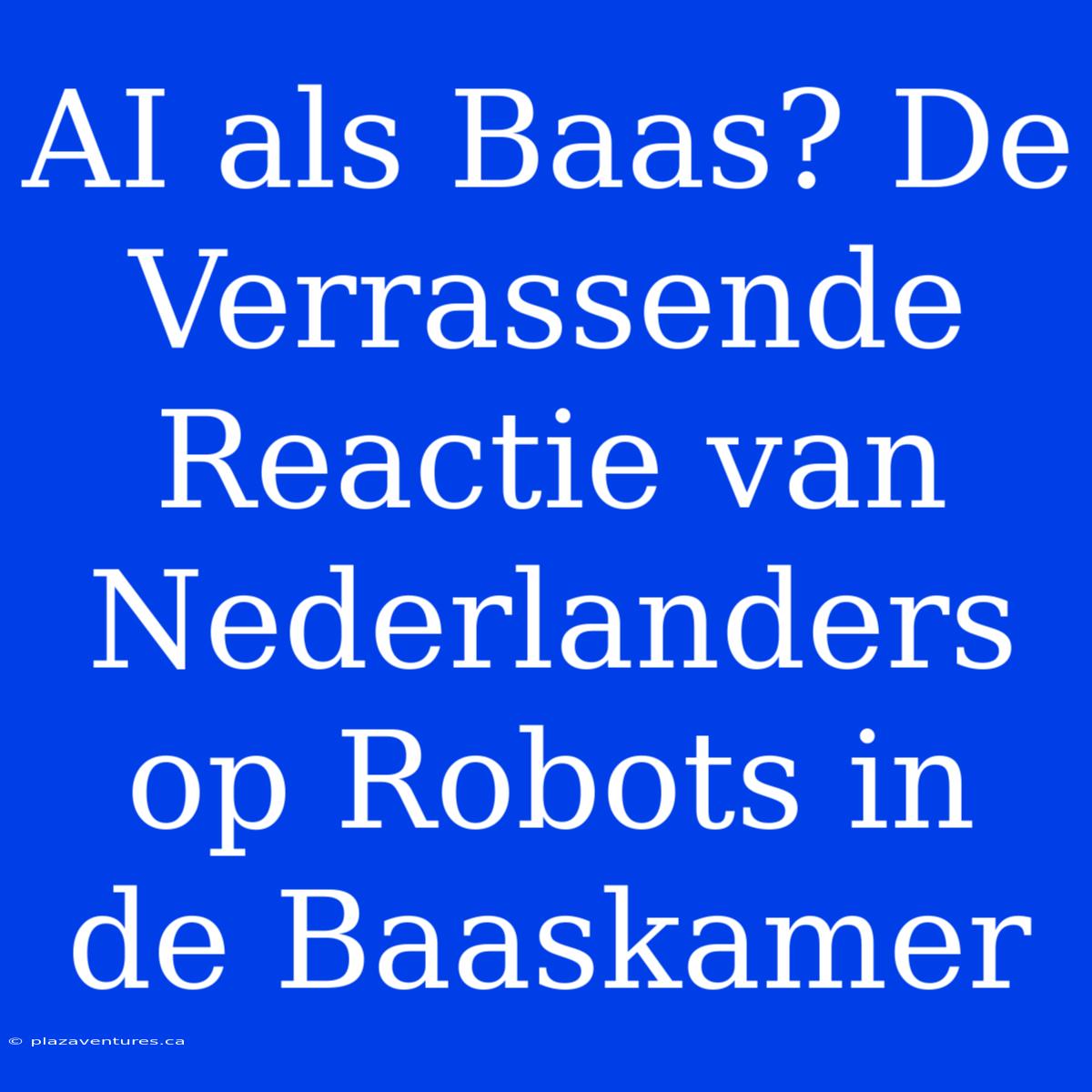 AI Als Baas? De Verrassende Reactie Van Nederlanders Op Robots In De Baaskamer