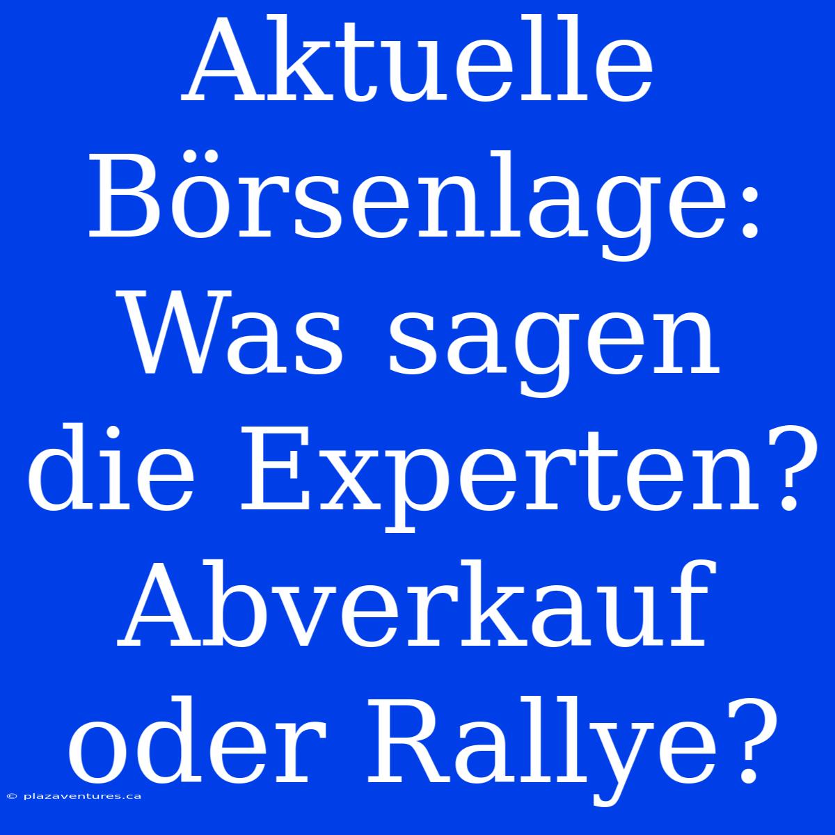 Aktuelle Börsenlage: Was Sagen Die Experten? Abverkauf Oder Rallye?