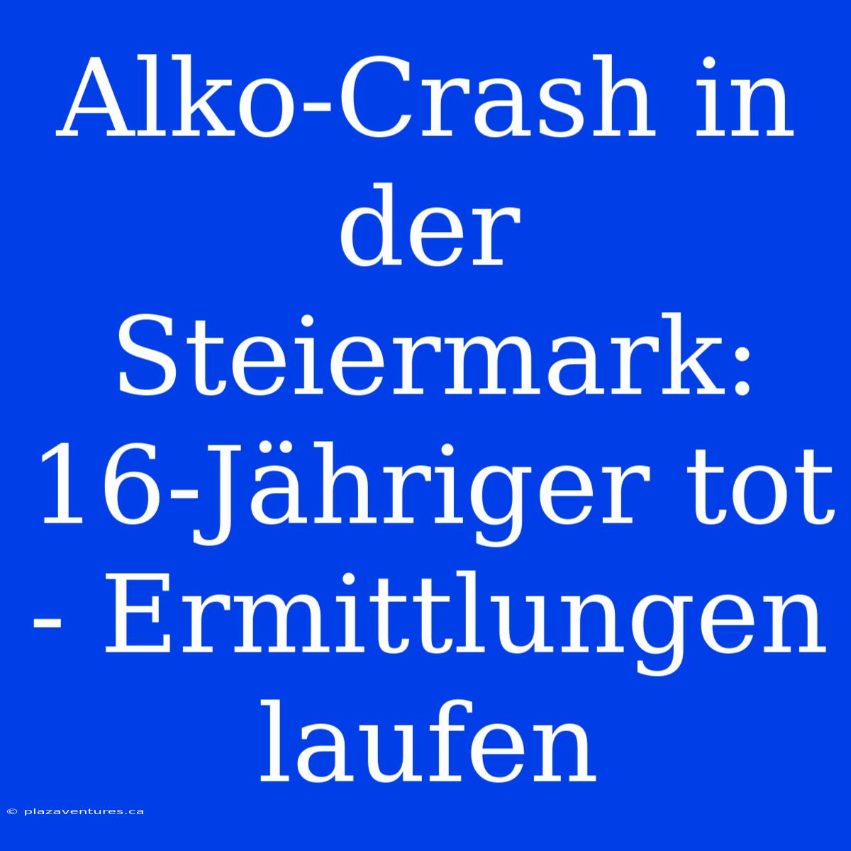 Alko-Crash In Der Steiermark: 16-Jähriger Tot - Ermittlungen Laufen