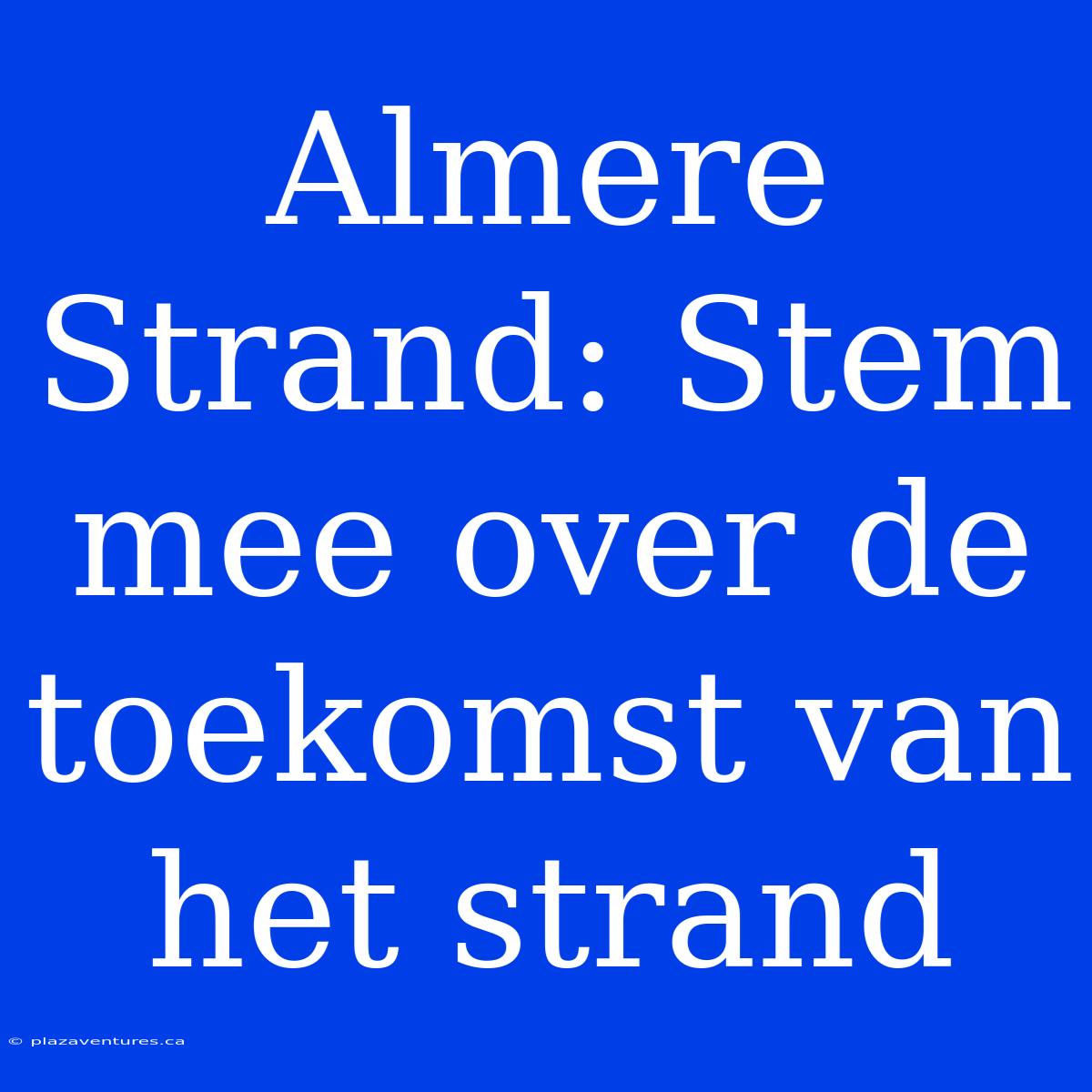 Almere Strand: Stem Mee Over De Toekomst Van Het Strand