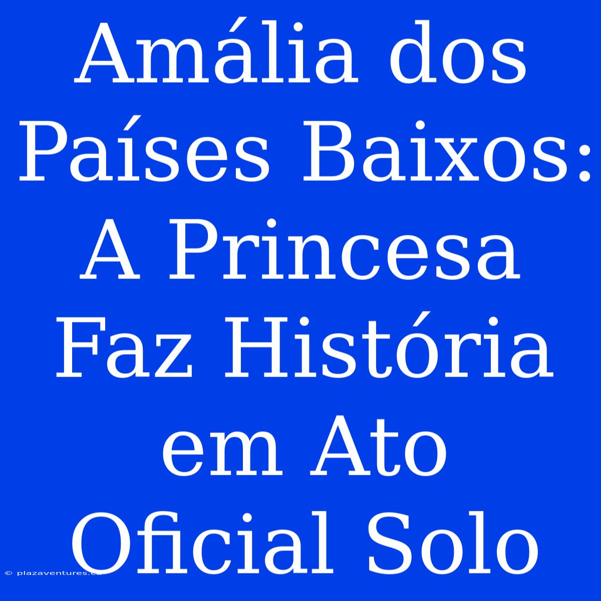 Amália Dos Países Baixos: A Princesa Faz História Em Ato Oficial Solo