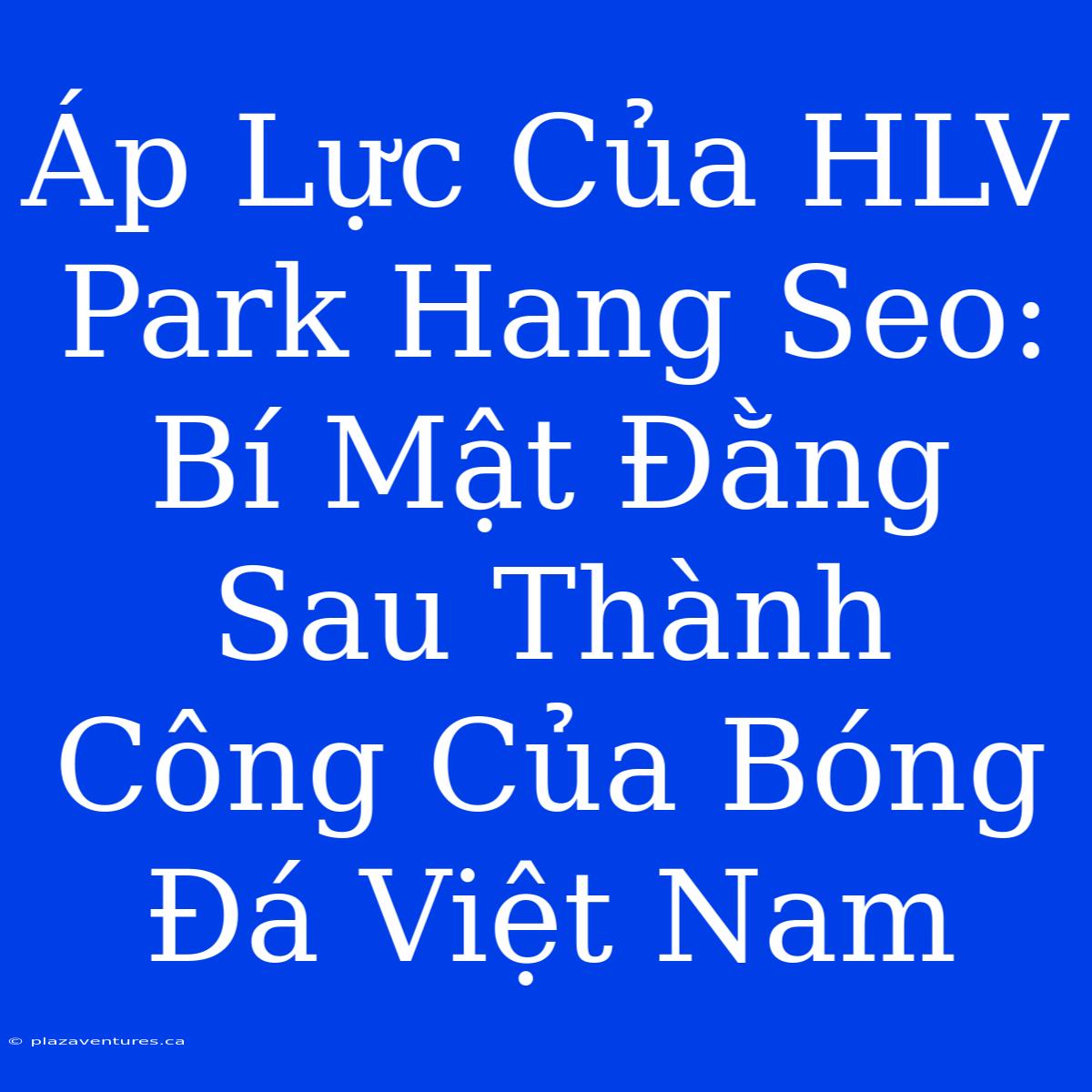 Áp Lực Của HLV Park Hang Seo: Bí Mật Đằng Sau Thành Công Của Bóng Đá Việt Nam