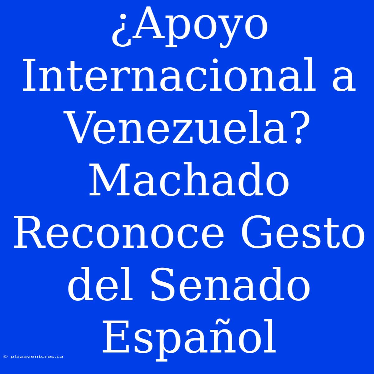 ¿Apoyo Internacional A Venezuela? Machado Reconoce Gesto Del Senado Español