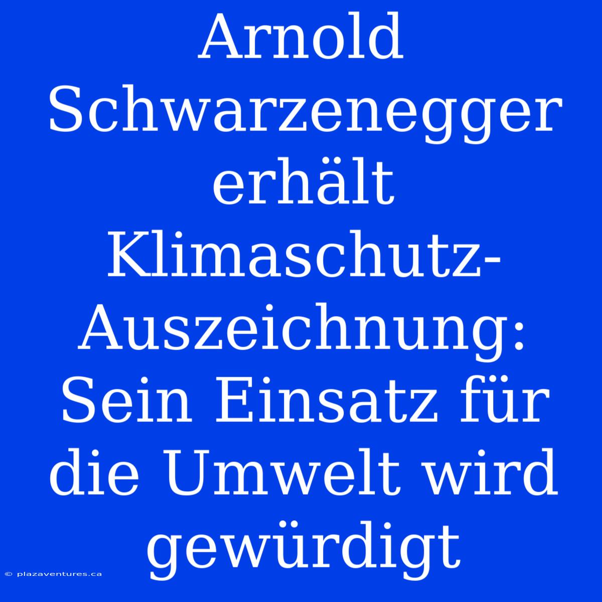 Arnold Schwarzenegger Erhält Klimaschutz-Auszeichnung: Sein Einsatz Für Die Umwelt Wird Gewürdigt