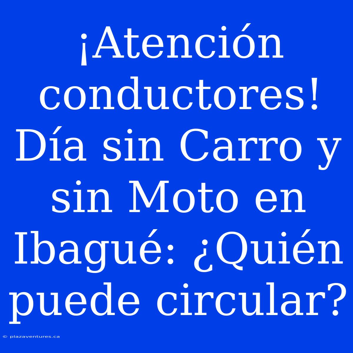 ¡Atención Conductores! Día Sin Carro Y Sin Moto En Ibagué: ¿Quién Puede Circular?