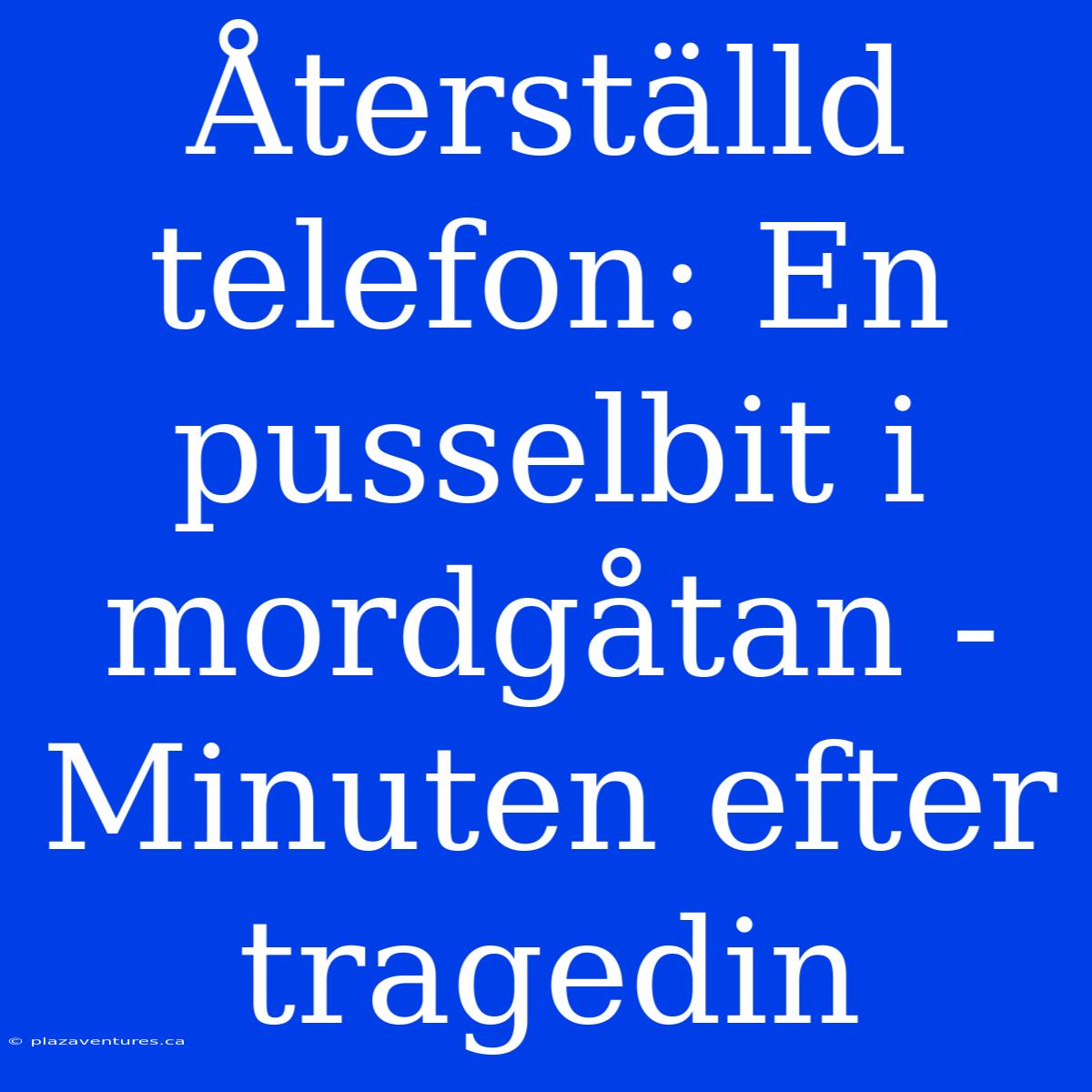 Återställd Telefon: En Pusselbit I Mordgåtan - Minuten Efter Tragedin