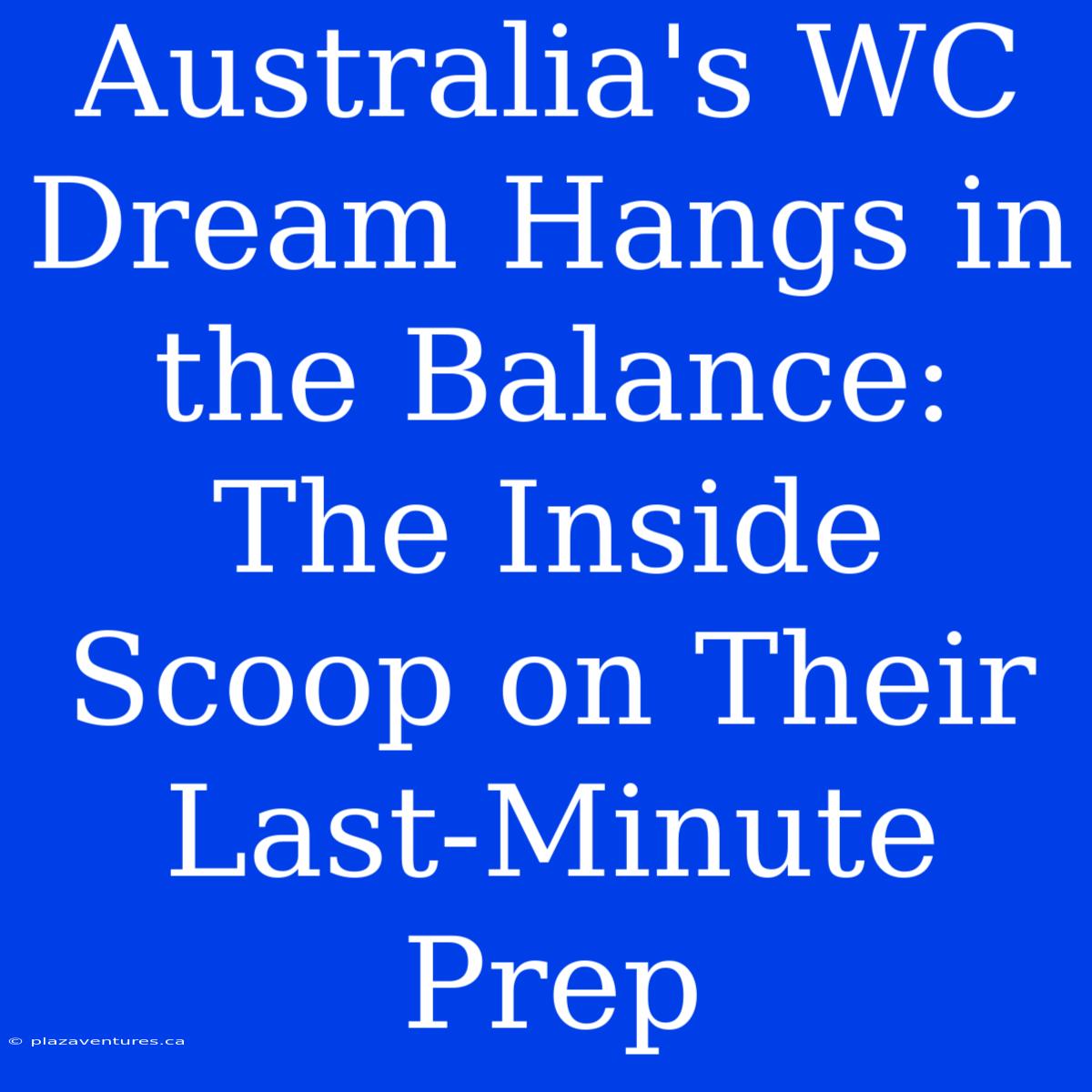 Australia's WC Dream Hangs In The Balance:  The Inside Scoop On Their Last-Minute Prep