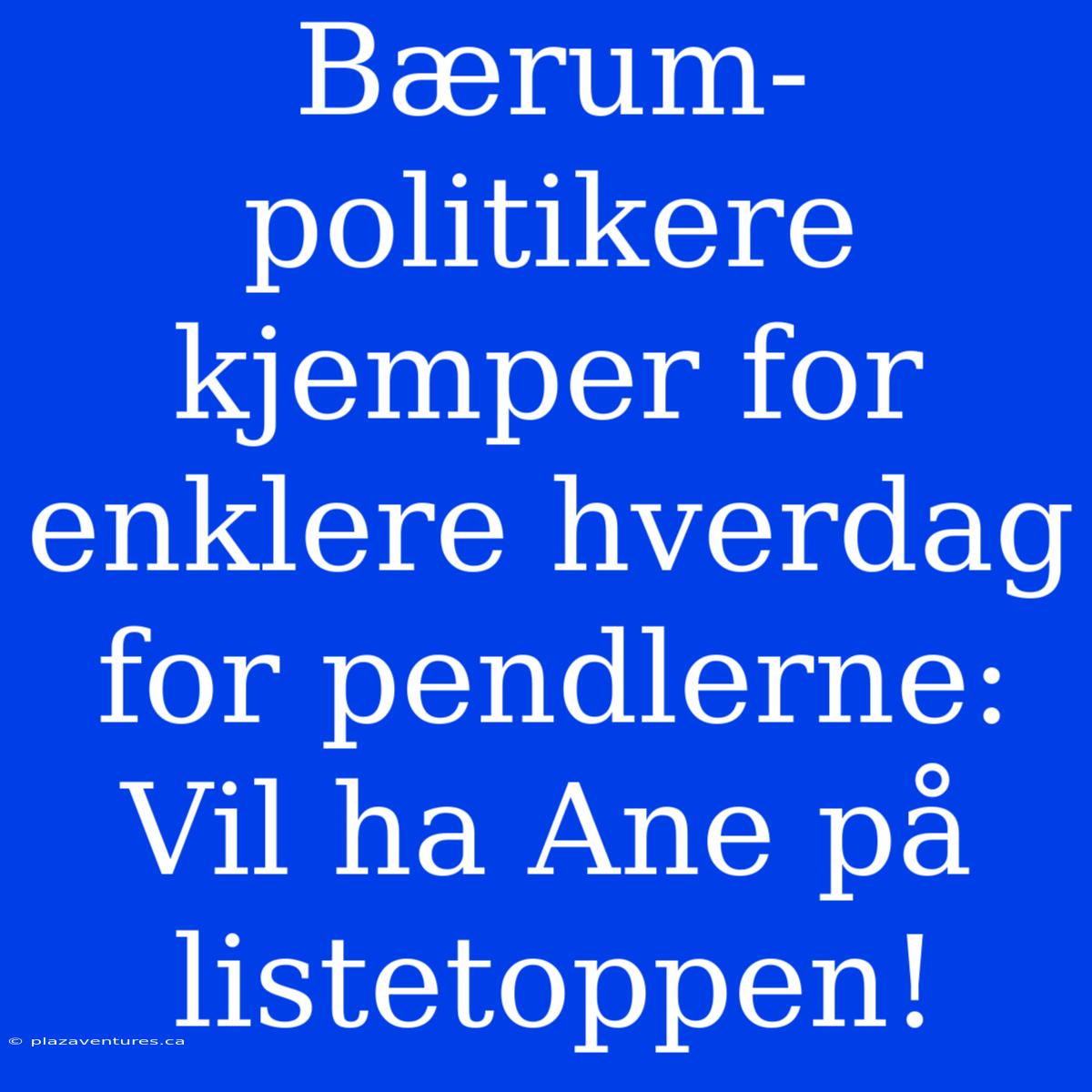 Bærum-politikere Kjemper For Enklere Hverdag For Pendlerne: Vil Ha Ane På Listetoppen!