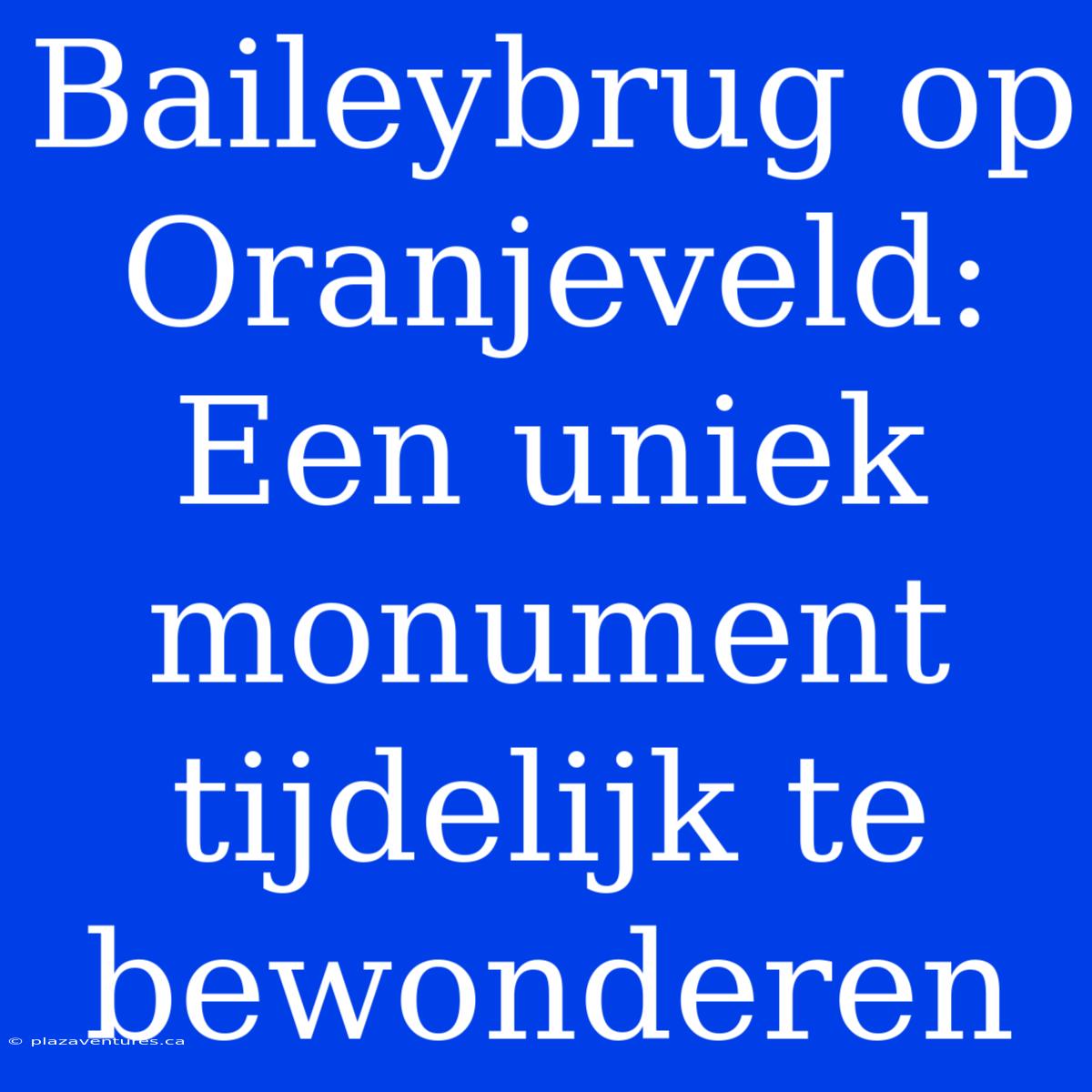 Baileybrug Op Oranjeveld: Een Uniek Monument Tijdelijk Te Bewonderen