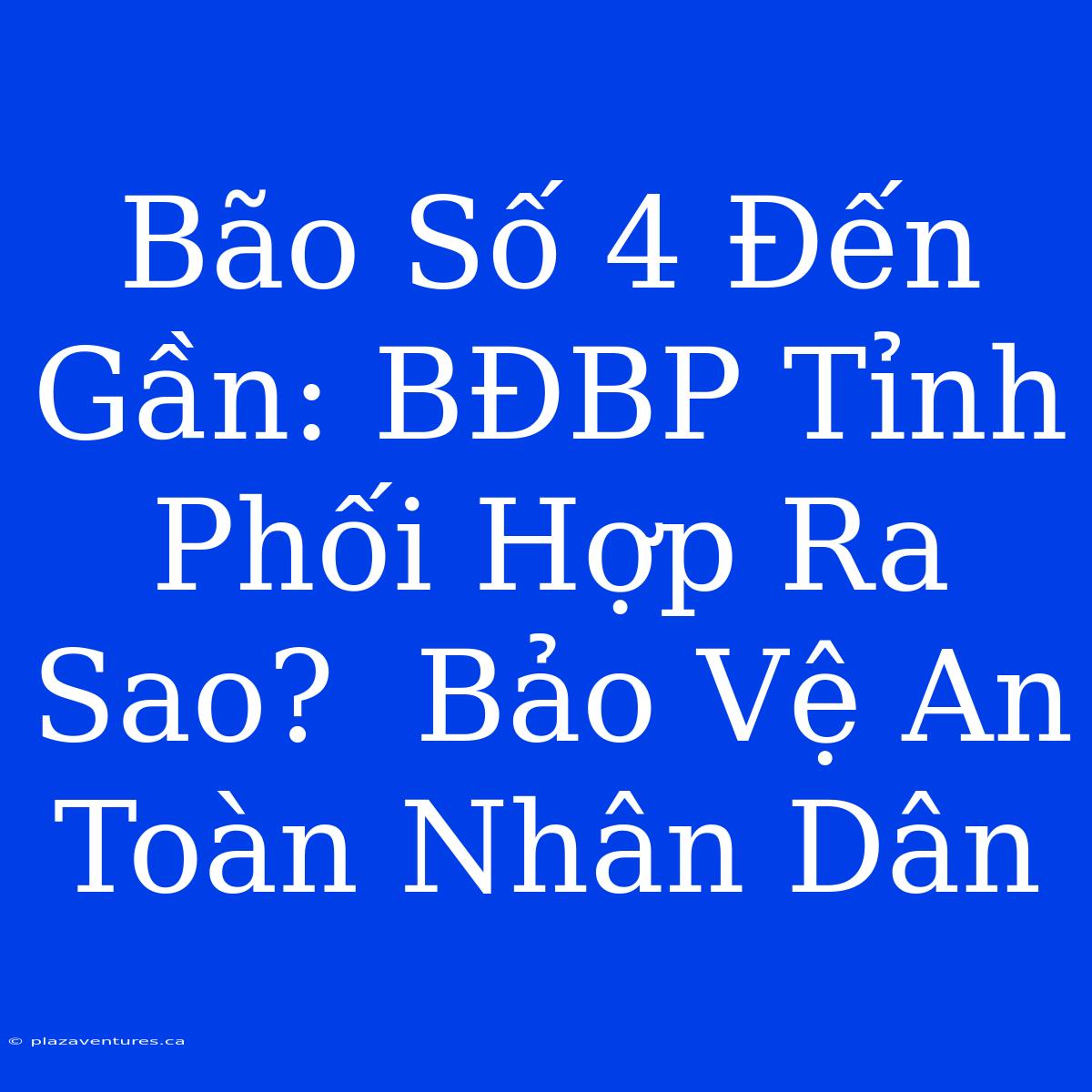 Bão Số 4 Đến Gần: BĐBP Tỉnh Phối Hợp Ra Sao?  Bảo Vệ An Toàn Nhân Dân