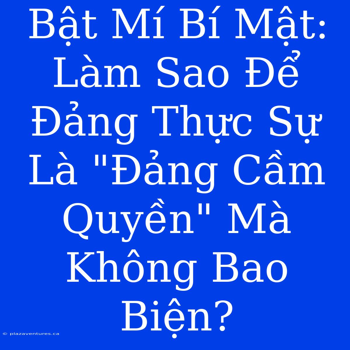 Bật Mí Bí Mật: Làm Sao Để Đảng Thực Sự Là 