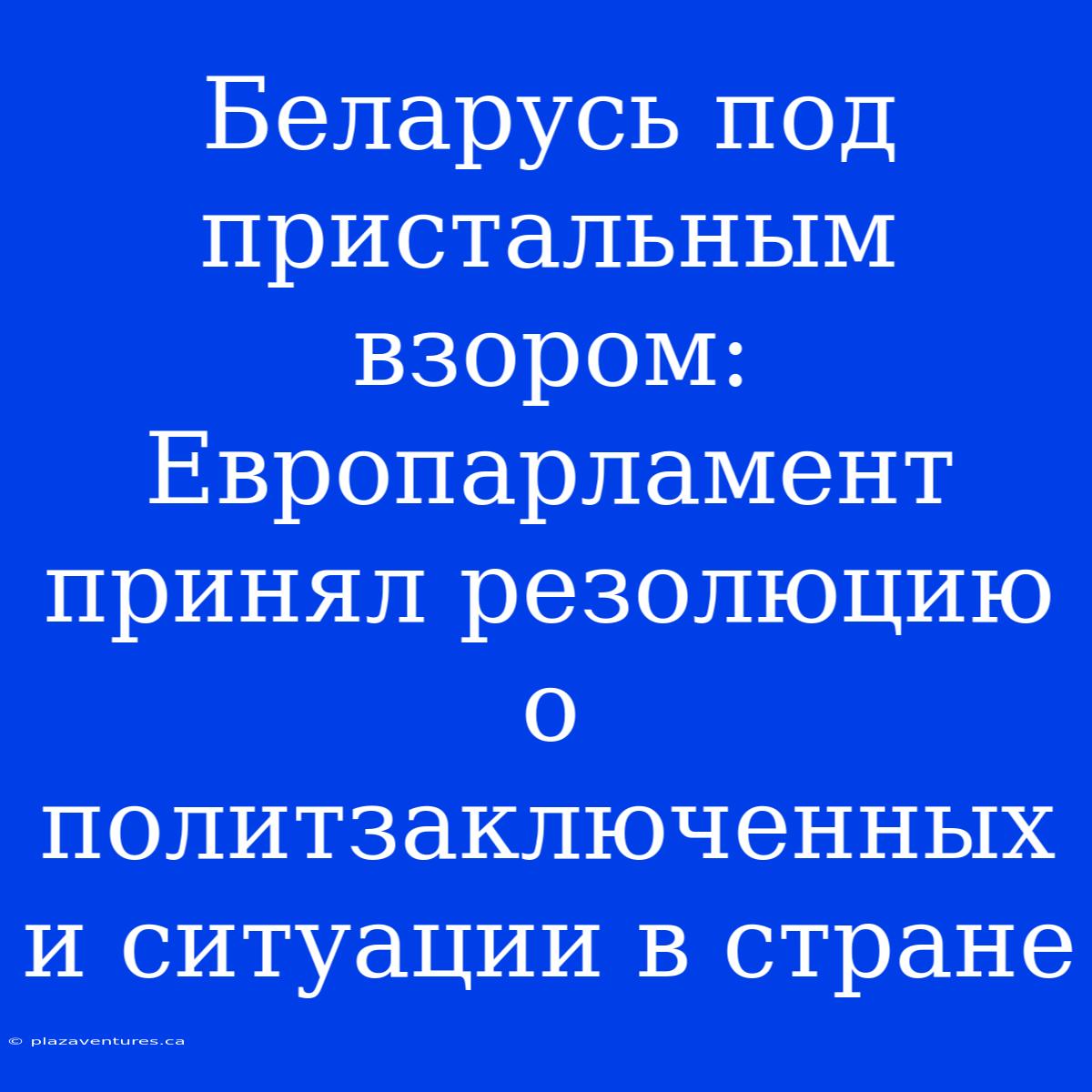 Беларусь Под Пристальным Взором: Европарламент Принял Резолюцию О Политзаключенных И Ситуации В Стране