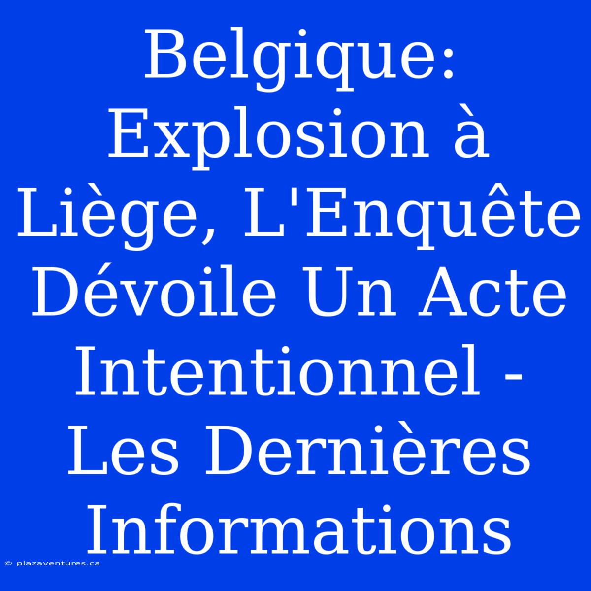 Belgique: Explosion À Liège, L'Enquête Dévoile Un Acte Intentionnel - Les Dernières Informations