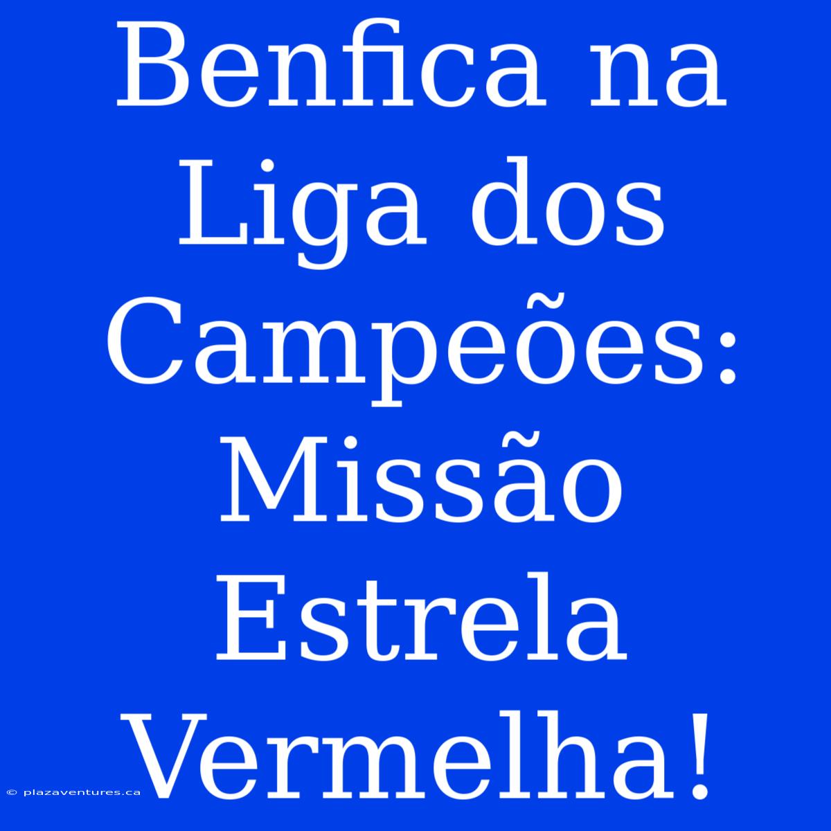 Benfica Na Liga Dos Campeões: Missão Estrela Vermelha!