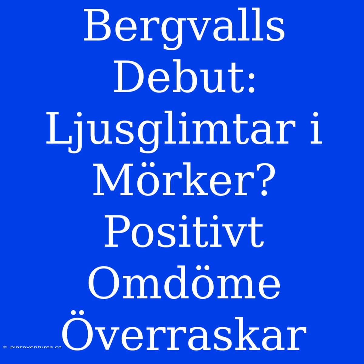 Bergvalls Debut: Ljusglimtar I Mörker? Positivt Omdöme Överraskar