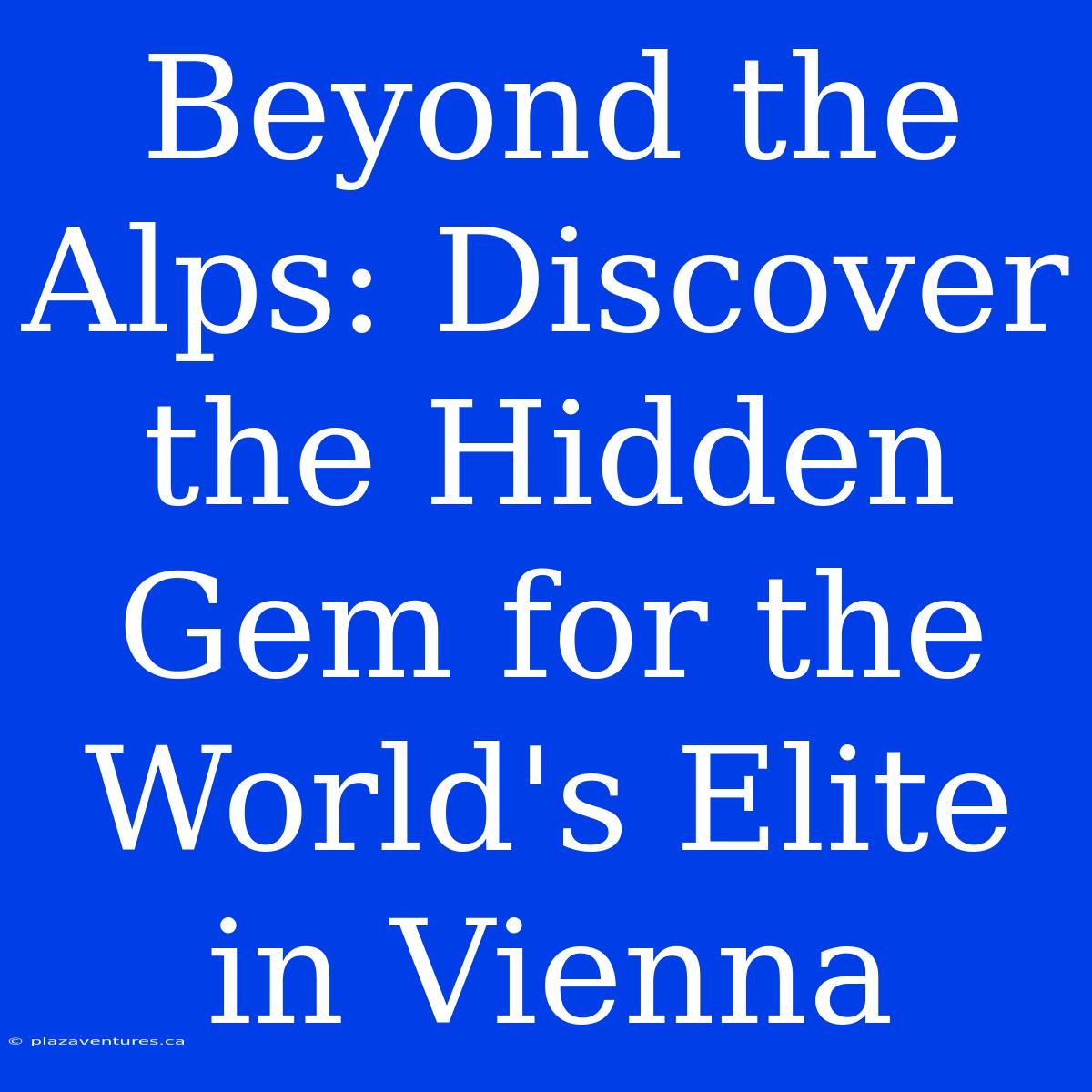 Beyond The Alps: Discover The Hidden Gem For The World's Elite In Vienna