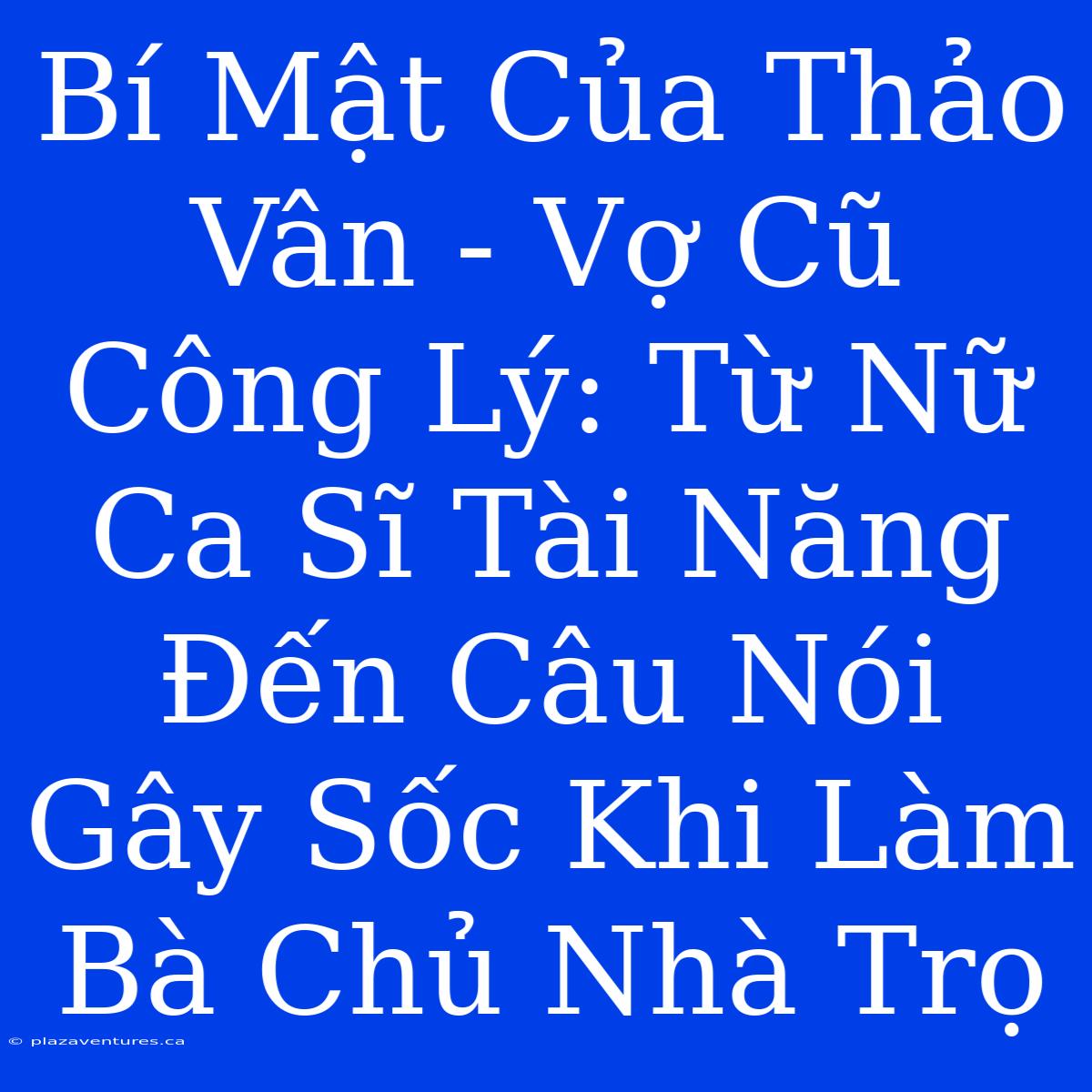 Bí Mật Của Thảo Vân - Vợ Cũ Công Lý: Từ Nữ Ca Sĩ Tài Năng Đến Câu Nói Gây Sốc Khi Làm Bà Chủ Nhà Trọ