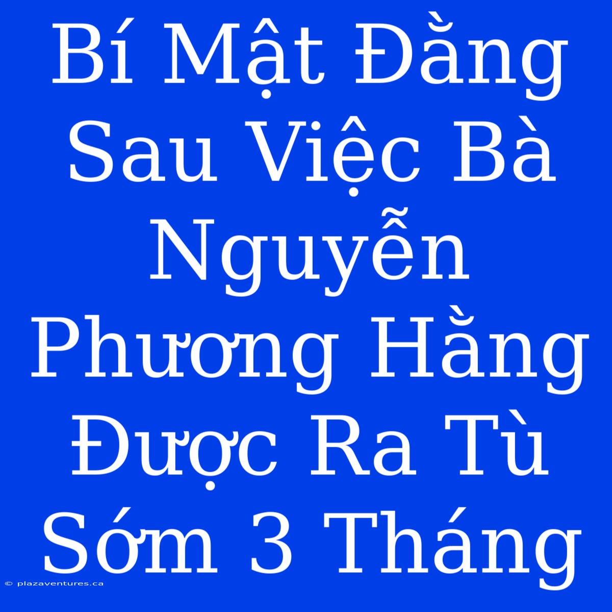 Bí Mật Đằng Sau Việc Bà Nguyễn Phương Hằng Được Ra Tù Sớm 3 Tháng