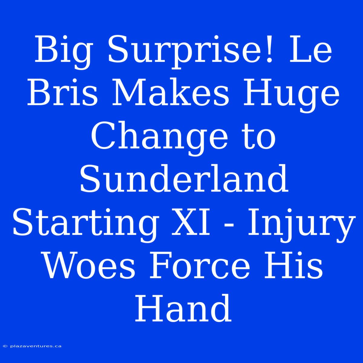 Big Surprise! Le Bris Makes Huge Change To Sunderland Starting XI - Injury Woes Force His Hand