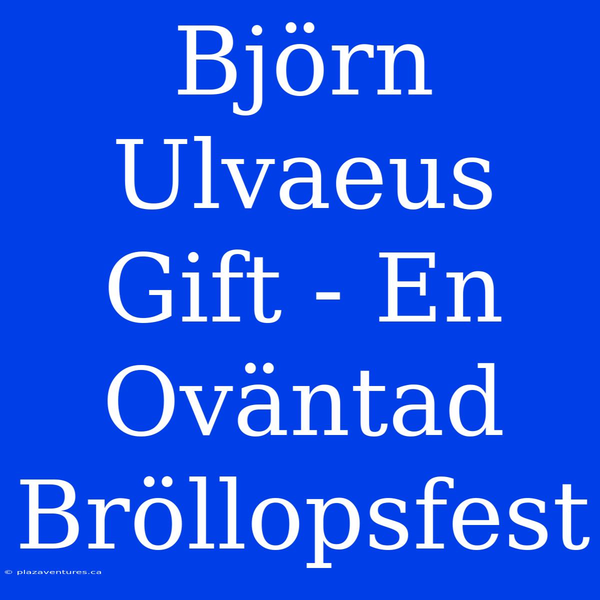 Björn Ulvaeus Gift - En Oväntad Bröllopsfest