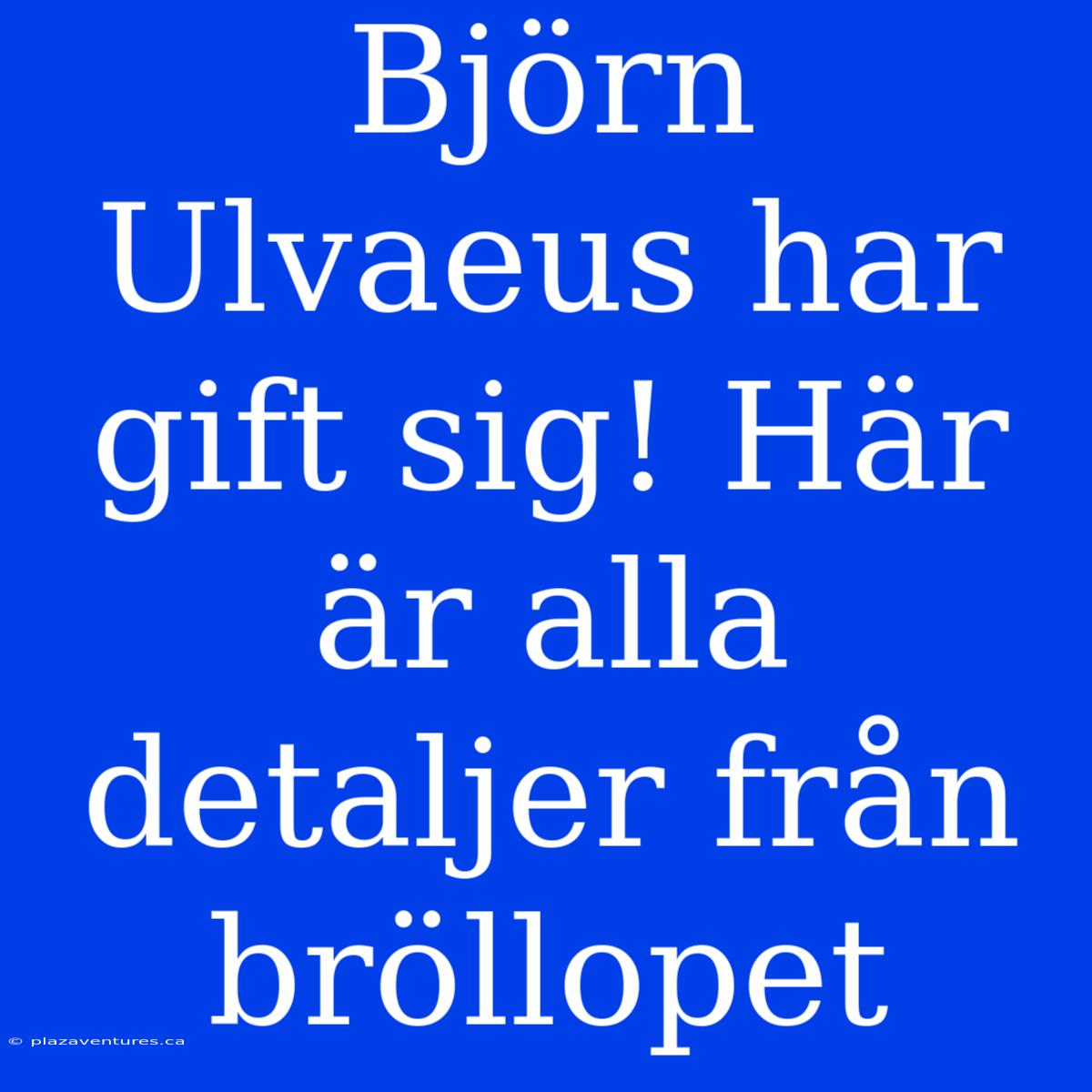 Björn Ulvaeus Har Gift Sig! Här Är Alla Detaljer Från Bröllopet