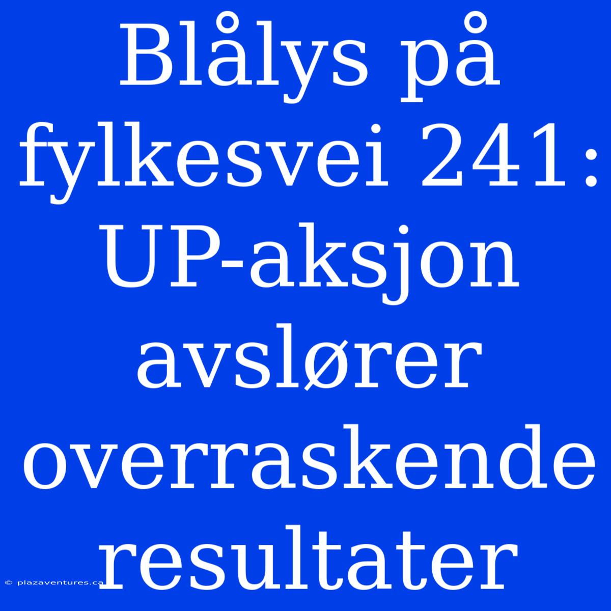 Blålys På Fylkesvei 241: UP-aksjon Avslører Overraskende Resultater