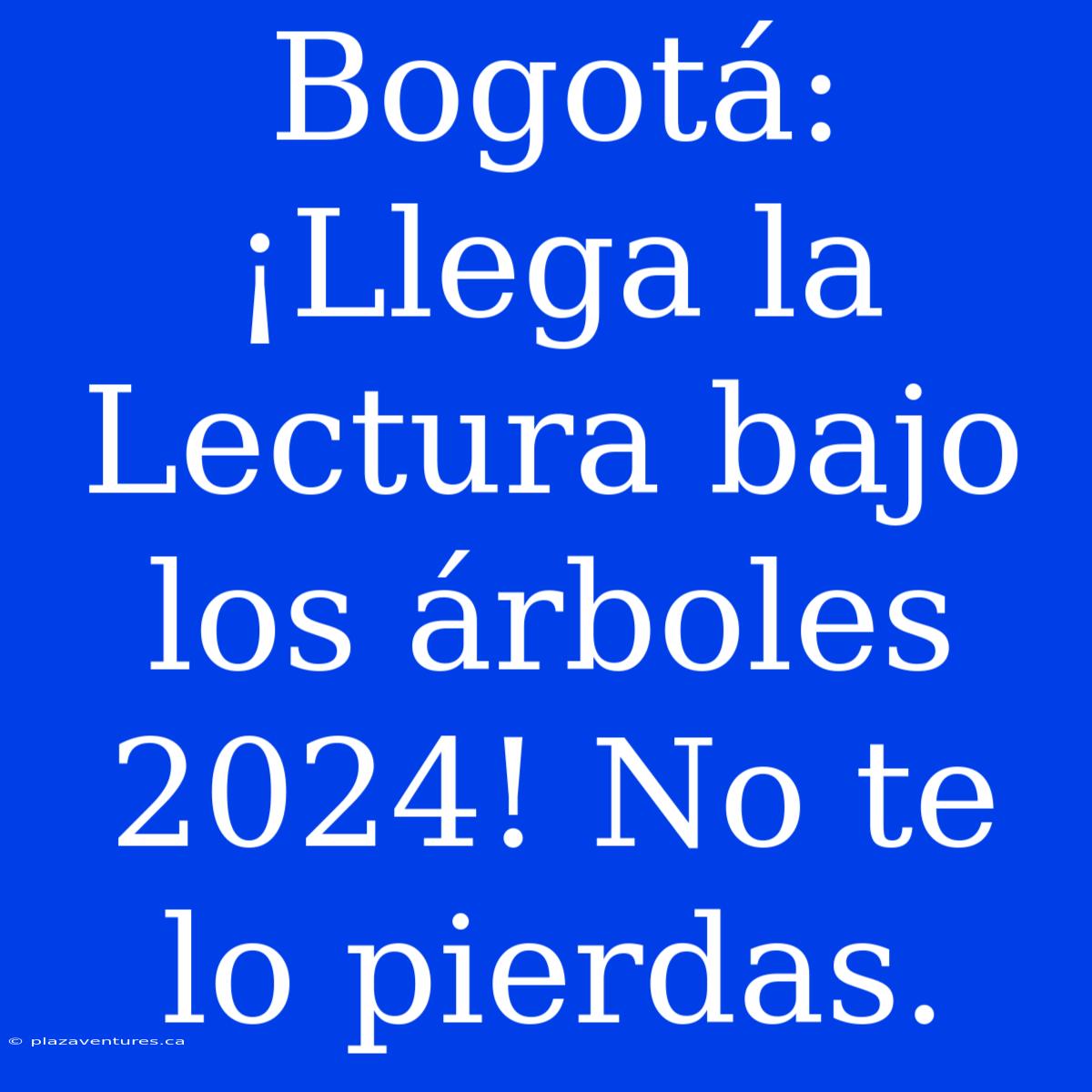 Bogotá: ¡Llega La Lectura Bajo Los Árboles 2024! No Te Lo Pierdas.