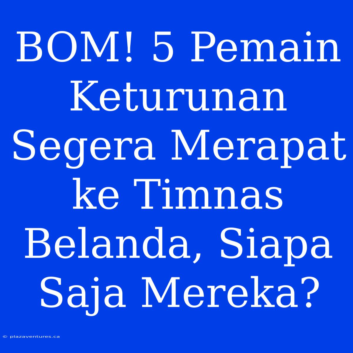 BOM! 5 Pemain Keturunan Segera Merapat Ke Timnas Belanda, Siapa Saja Mereka?