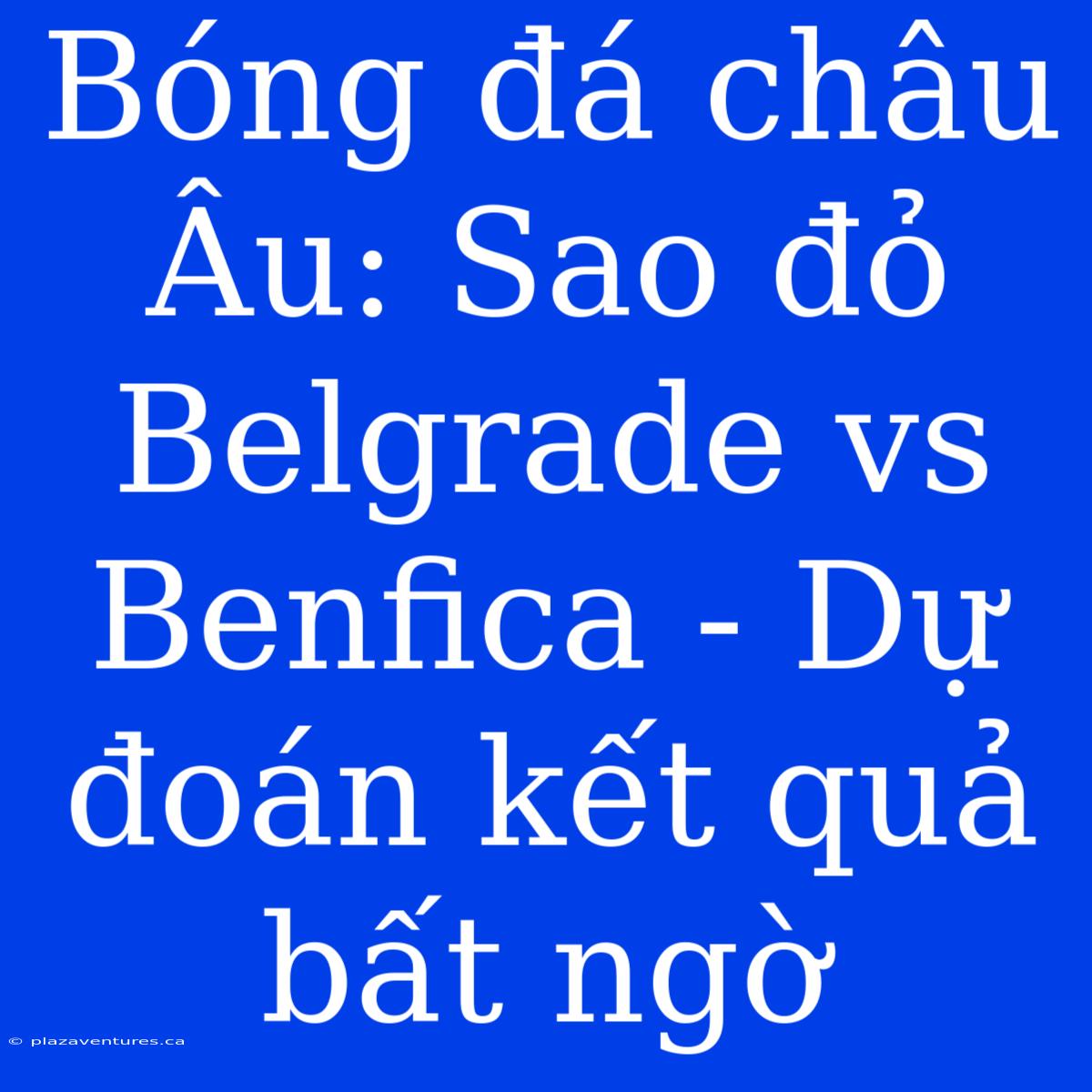 Bóng Đá Châu Âu: Sao Đỏ Belgrade Vs Benfica - Dự Đoán Kết Quả Bất Ngờ