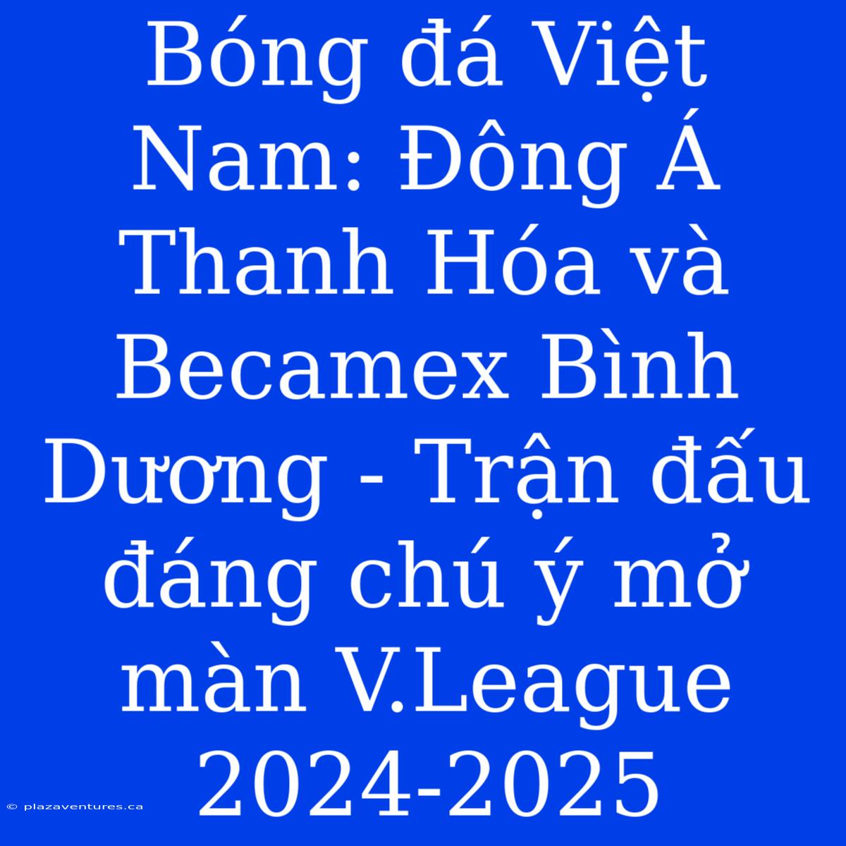 Bóng Đá Việt Nam: Đông Á Thanh Hóa Và Becamex Bình Dương - Trận Đấu Đáng Chú Ý Mở Màn V.League 2024-2025