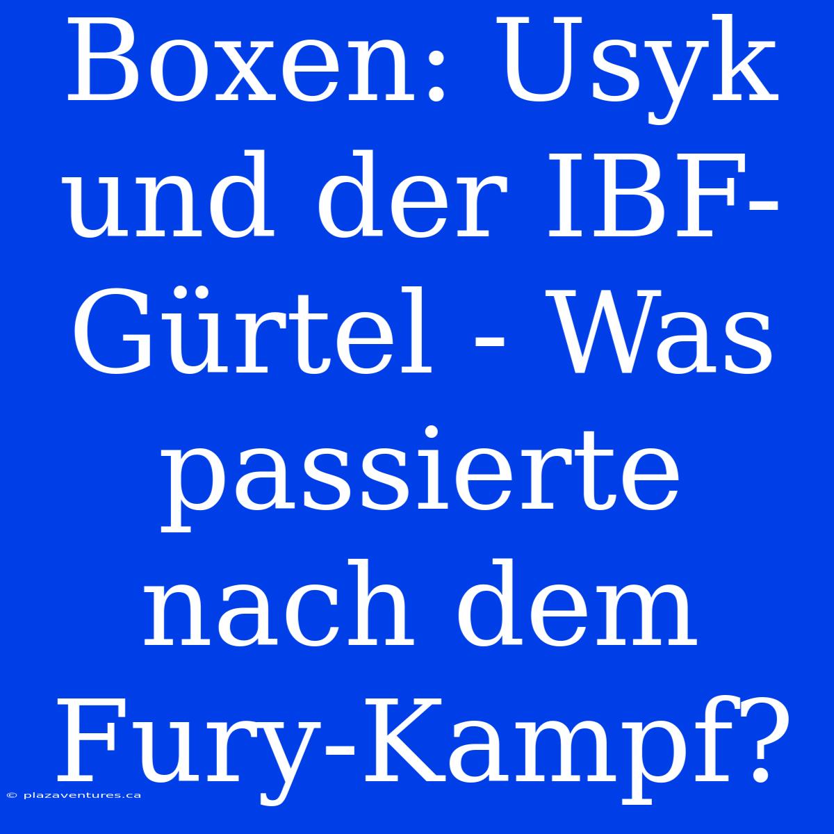 Boxen: Usyk Und Der IBF-Gürtel - Was Passierte Nach Dem Fury-Kampf?