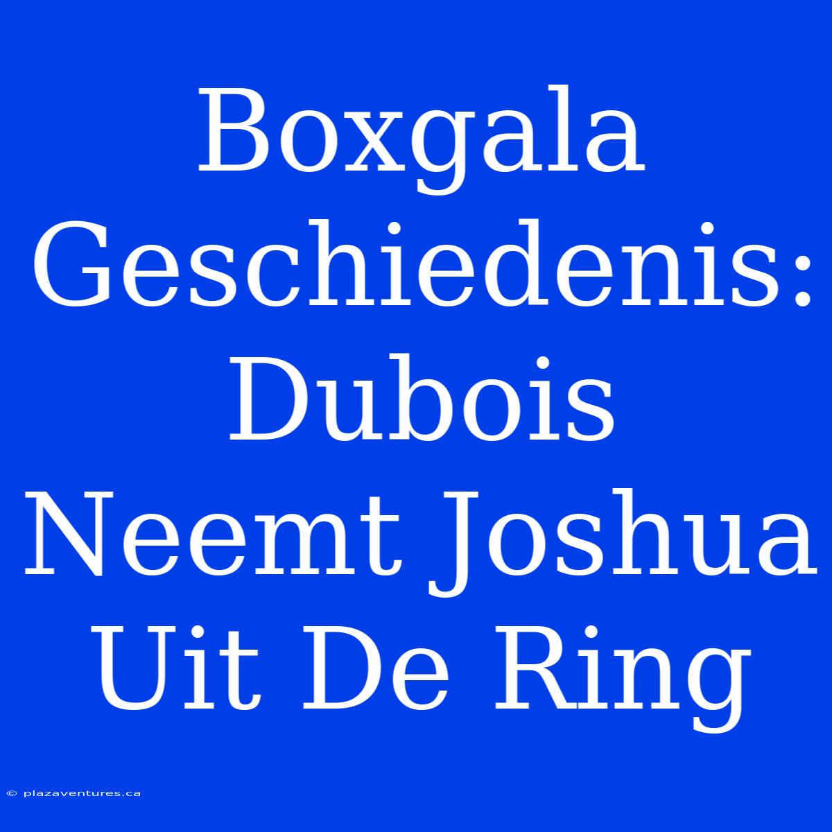 Boxgala Geschiedenis: Dubois Neemt Joshua Uit De Ring