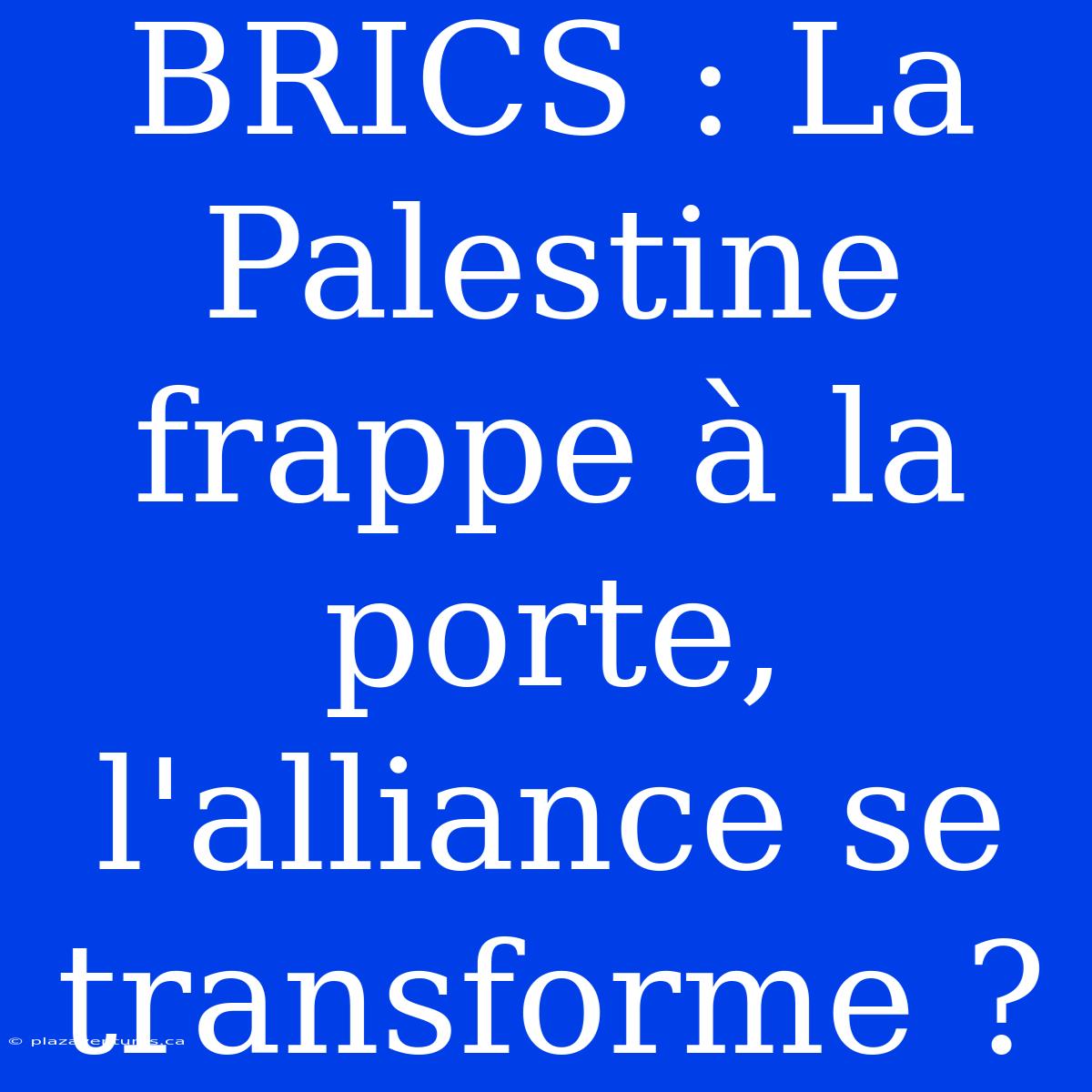 BRICS : La Palestine Frappe À La Porte, L'alliance Se Transforme ?