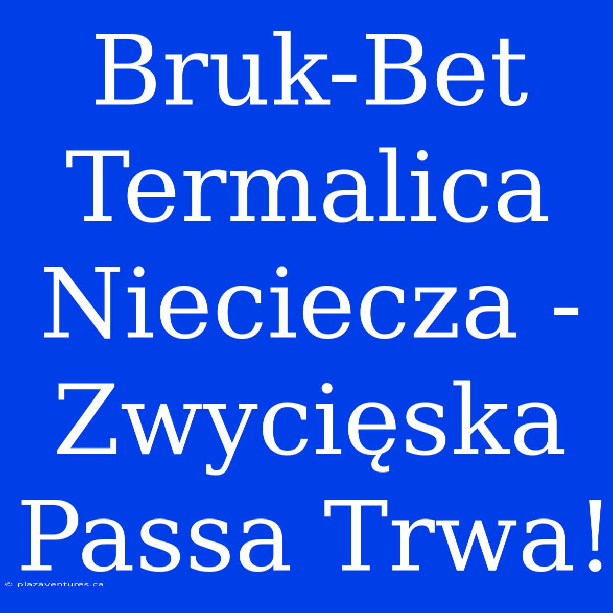 Bruk-Bet Termalica Nieciecza - Zwycięska Passa Trwa!