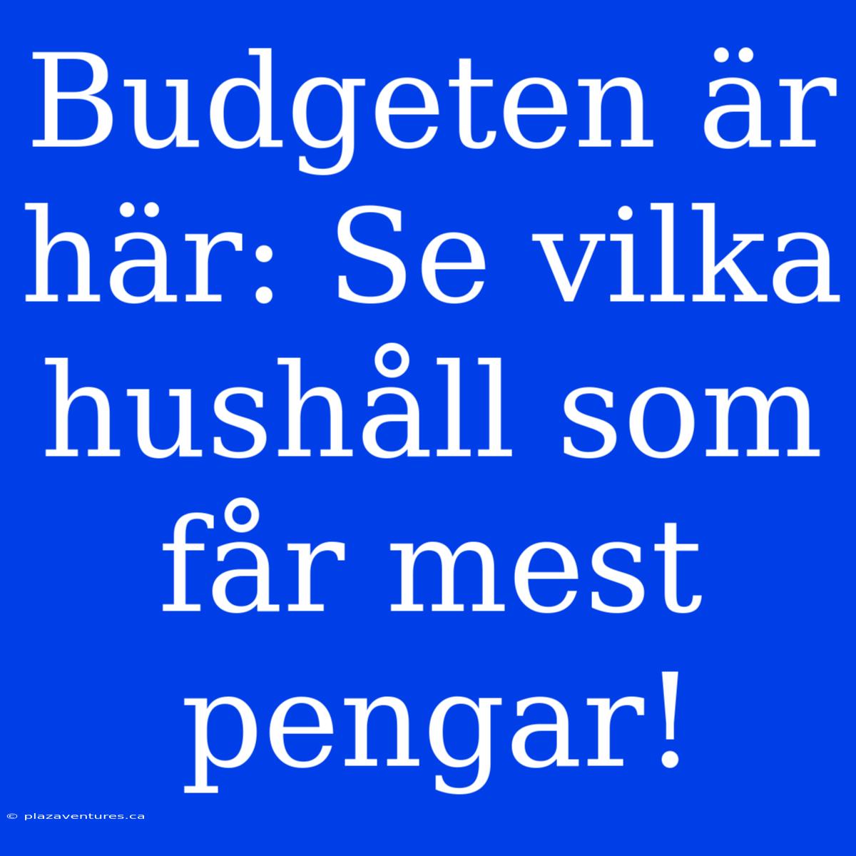 Budgeten Är Här: Se Vilka Hushåll Som Får Mest Pengar!