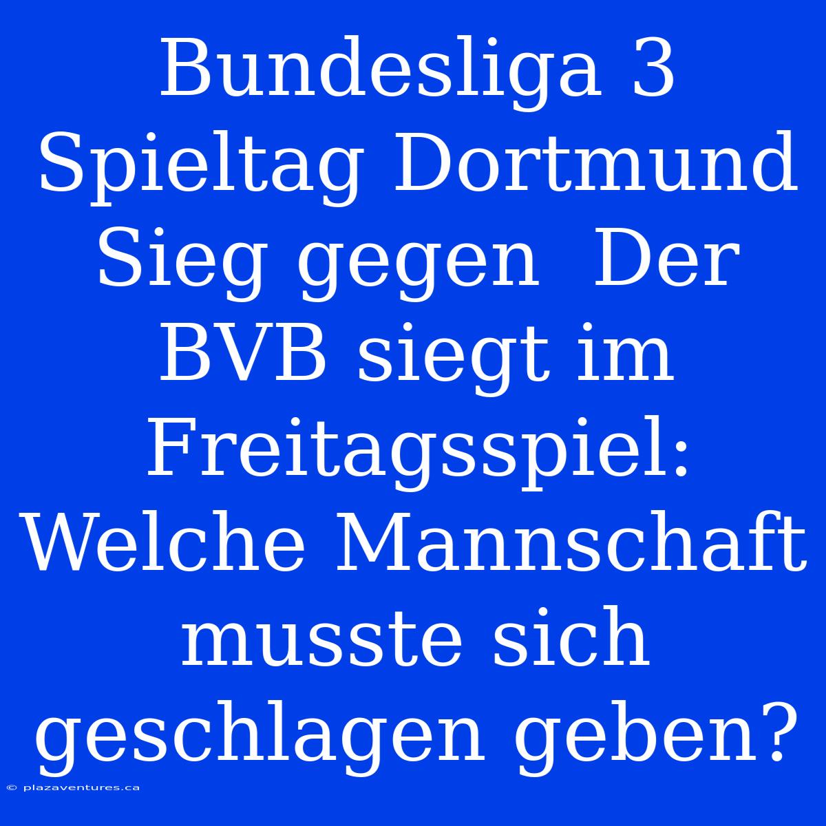 Bundesliga 3 Spieltag Dortmund Sieg Gegen  Der BVB Siegt Im Freitagsspiel:  Welche Mannschaft Musste Sich Geschlagen Geben?