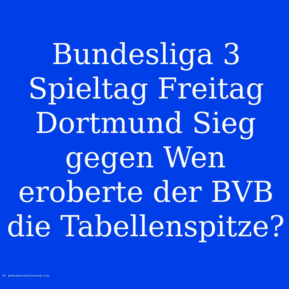 Bundesliga 3 Spieltag Freitag Dortmund Sieg Gegen Wen Eroberte Der BVB Die Tabellenspitze?