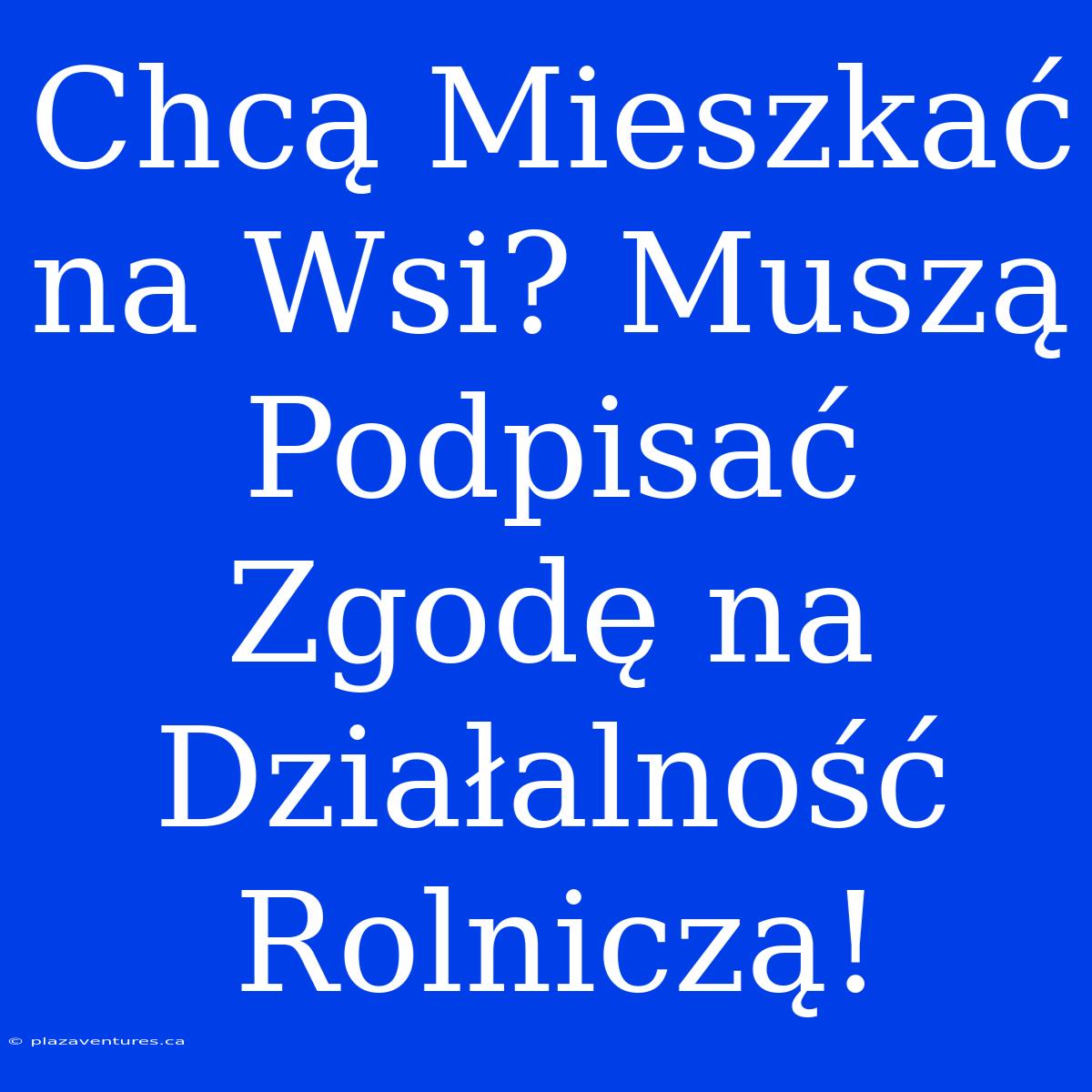 Chcą Mieszkać Na Wsi? Muszą Podpisać Zgodę Na Działalność Rolniczą!