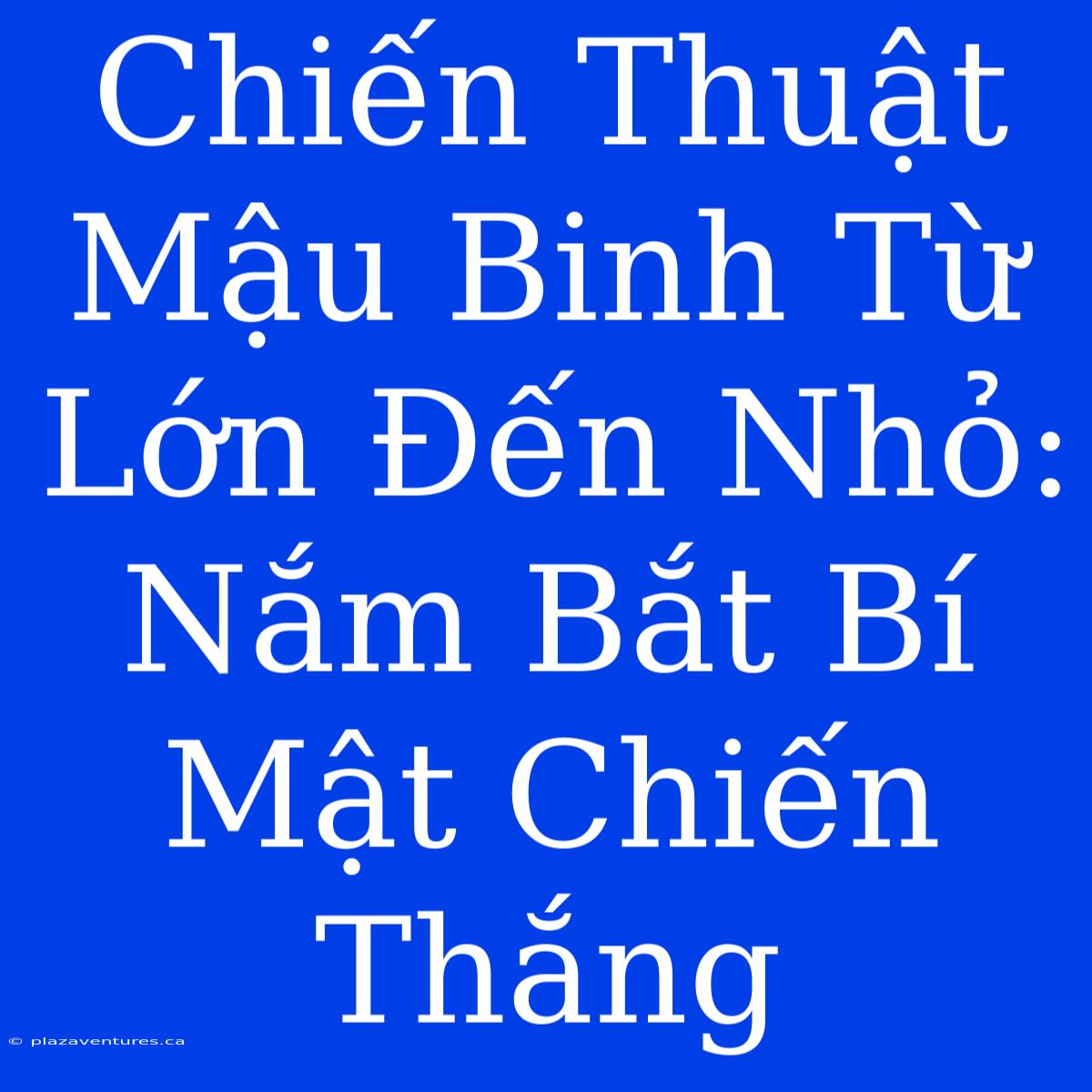 Chiến Thuật Mậu Binh Từ Lớn Đến Nhỏ: Nắm Bắt Bí Mật Chiến Thắng