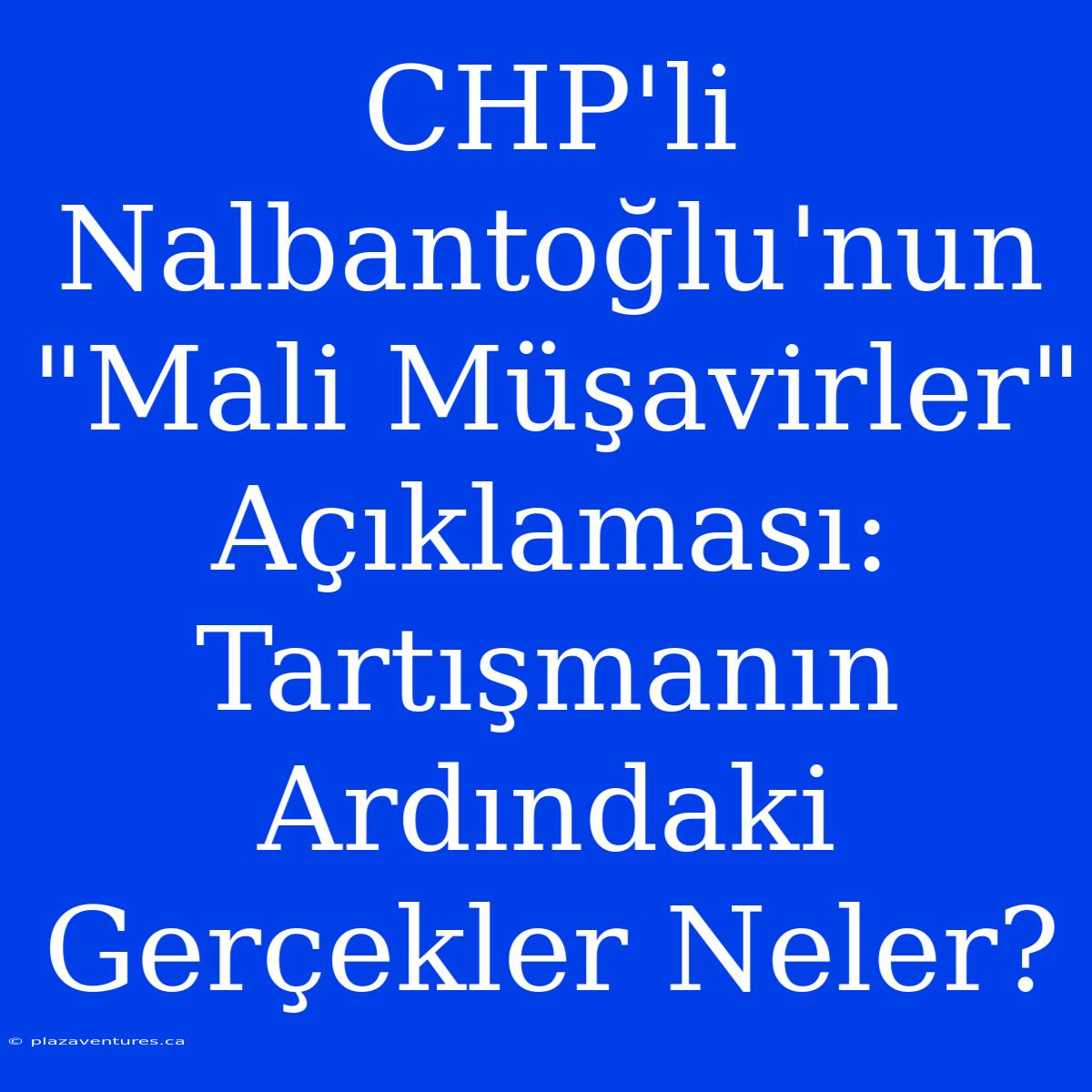 CHP'li Nalbantoğlu'nun 