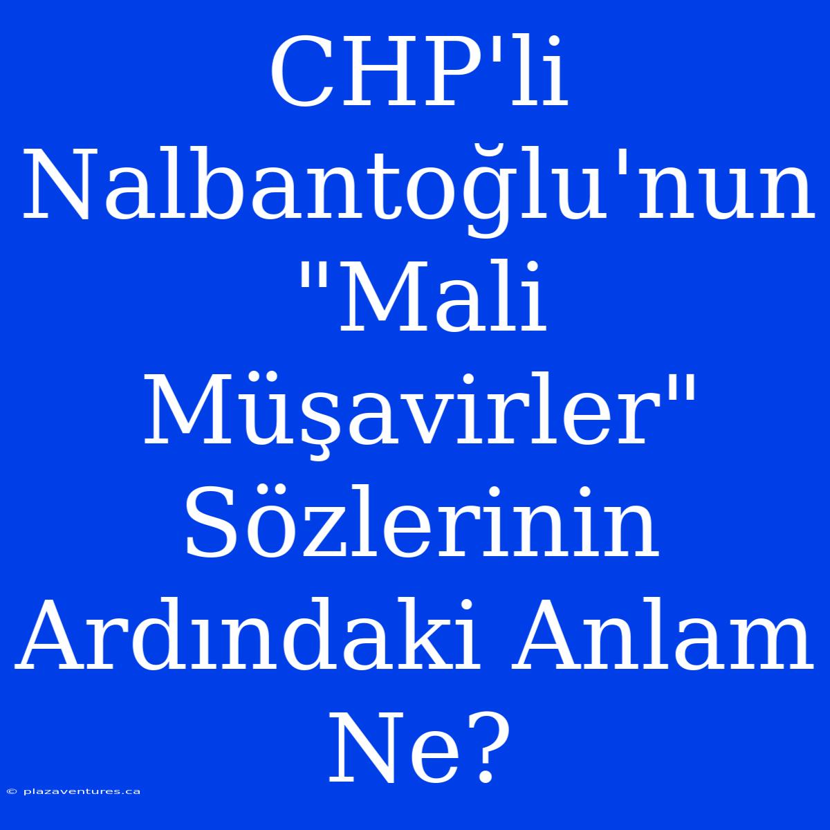 CHP'li Nalbantoğlu'nun 