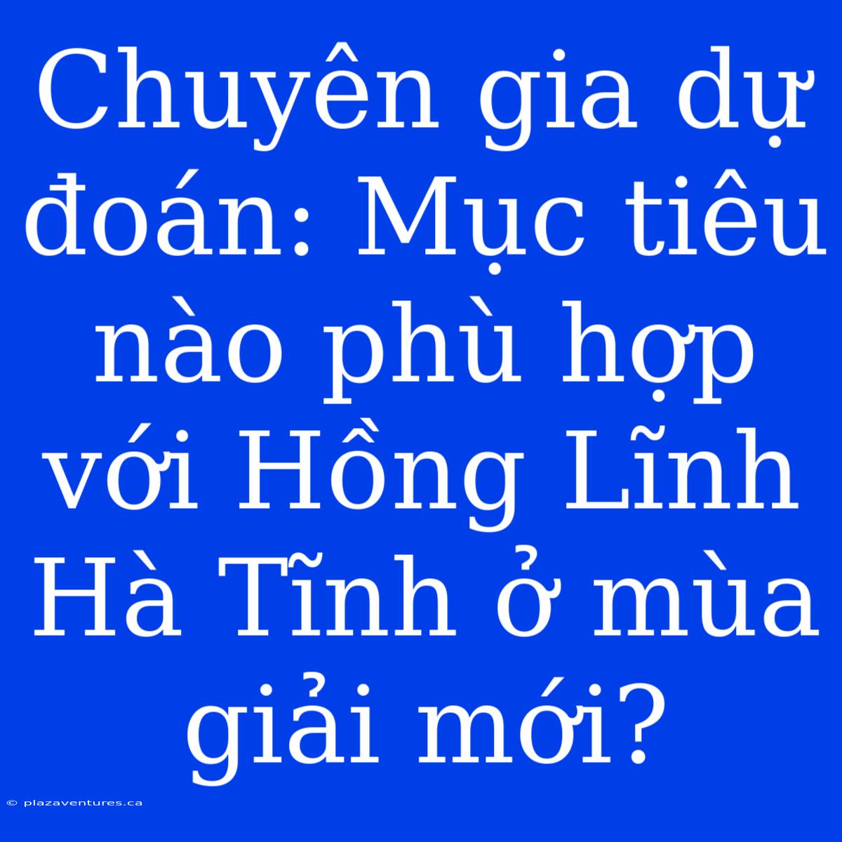 Chuyên Gia Dự Đoán: Mục Tiêu Nào Phù Hợp Với Hồng Lĩnh Hà Tĩnh Ở Mùa Giải Mới?